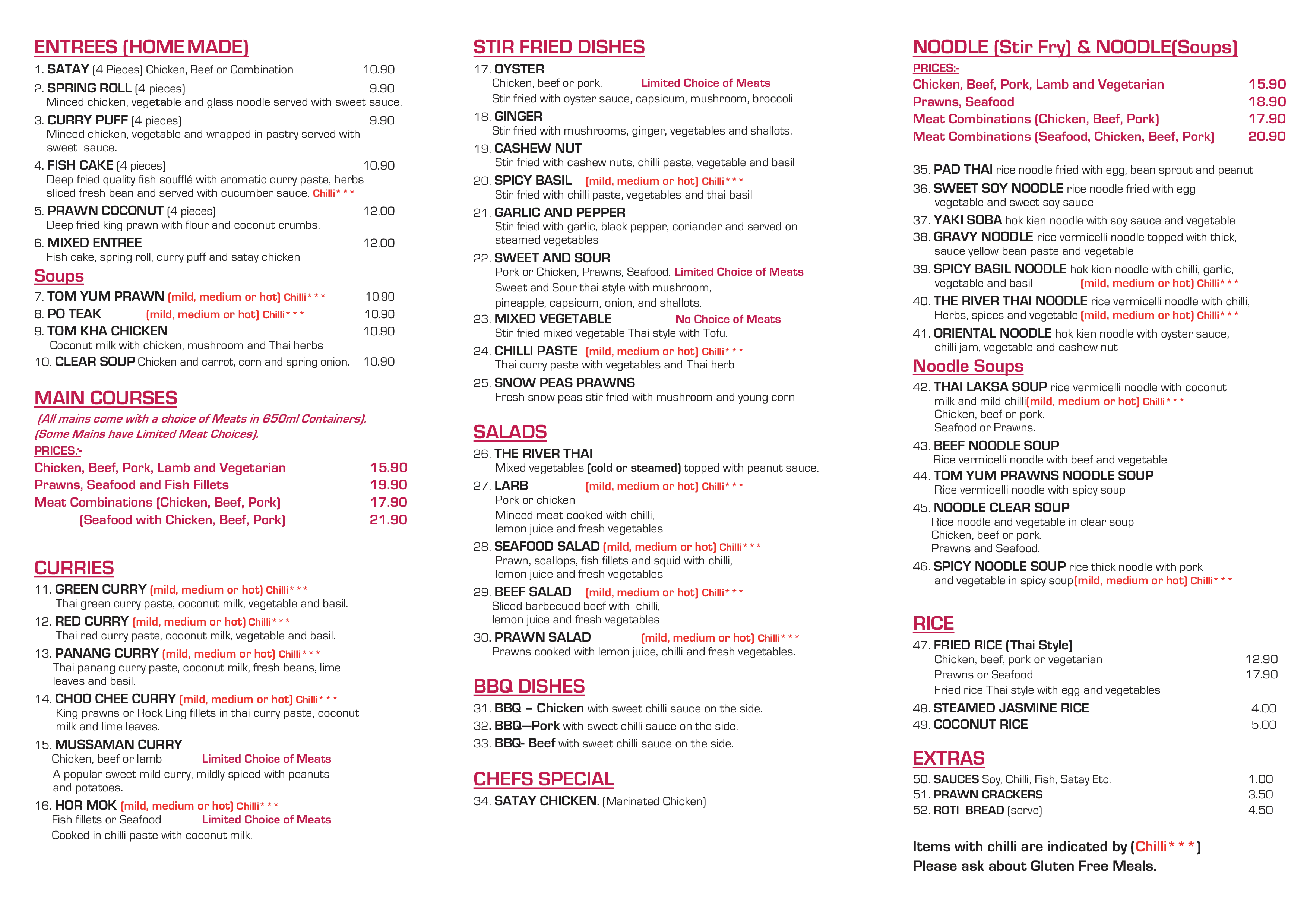 Detailed Restaurant Menu