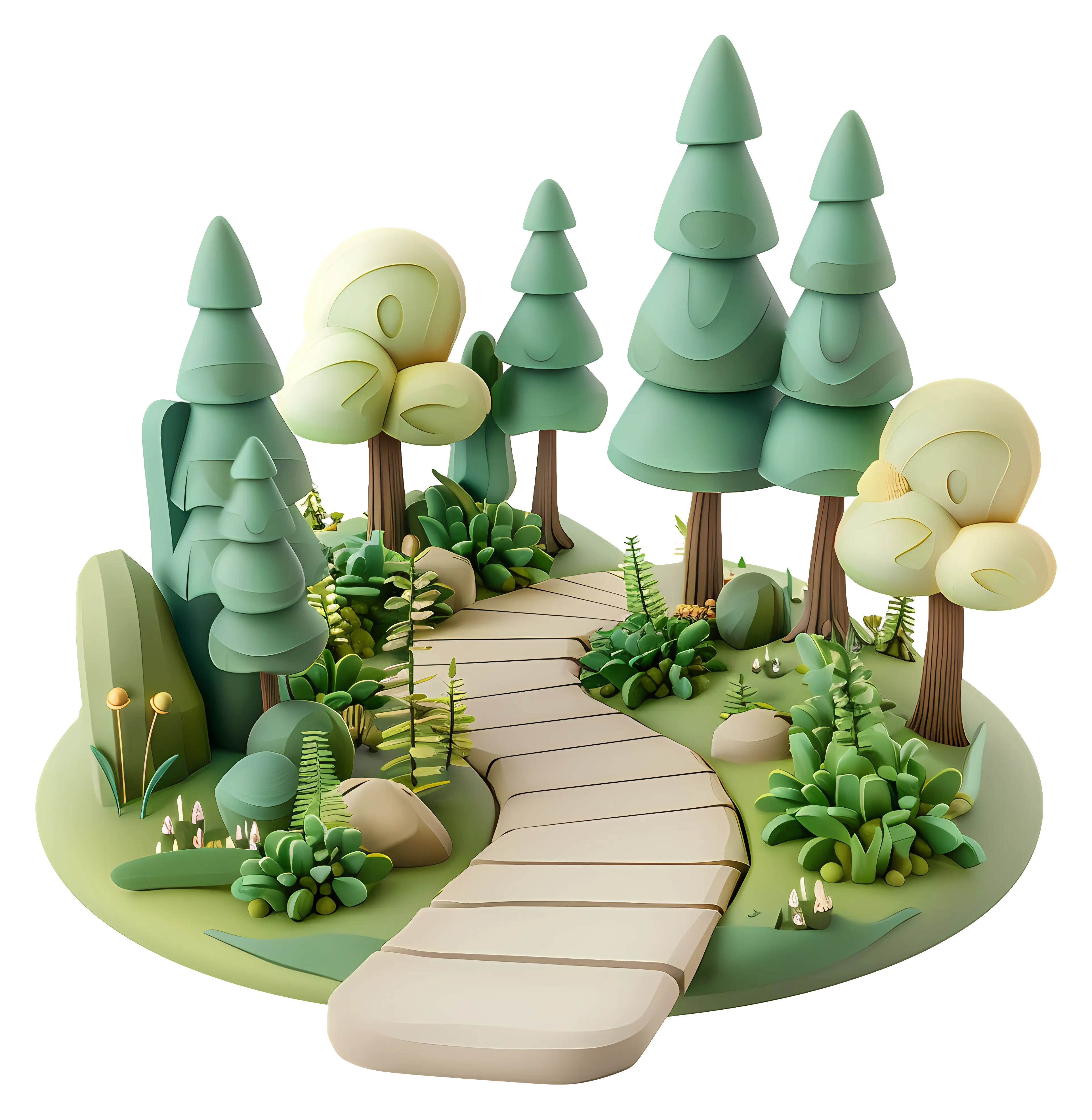 Clay Forest Pathway Illustration