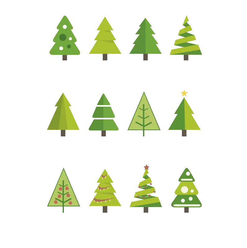 Holiday Themed Green Christmas Tree Designs
