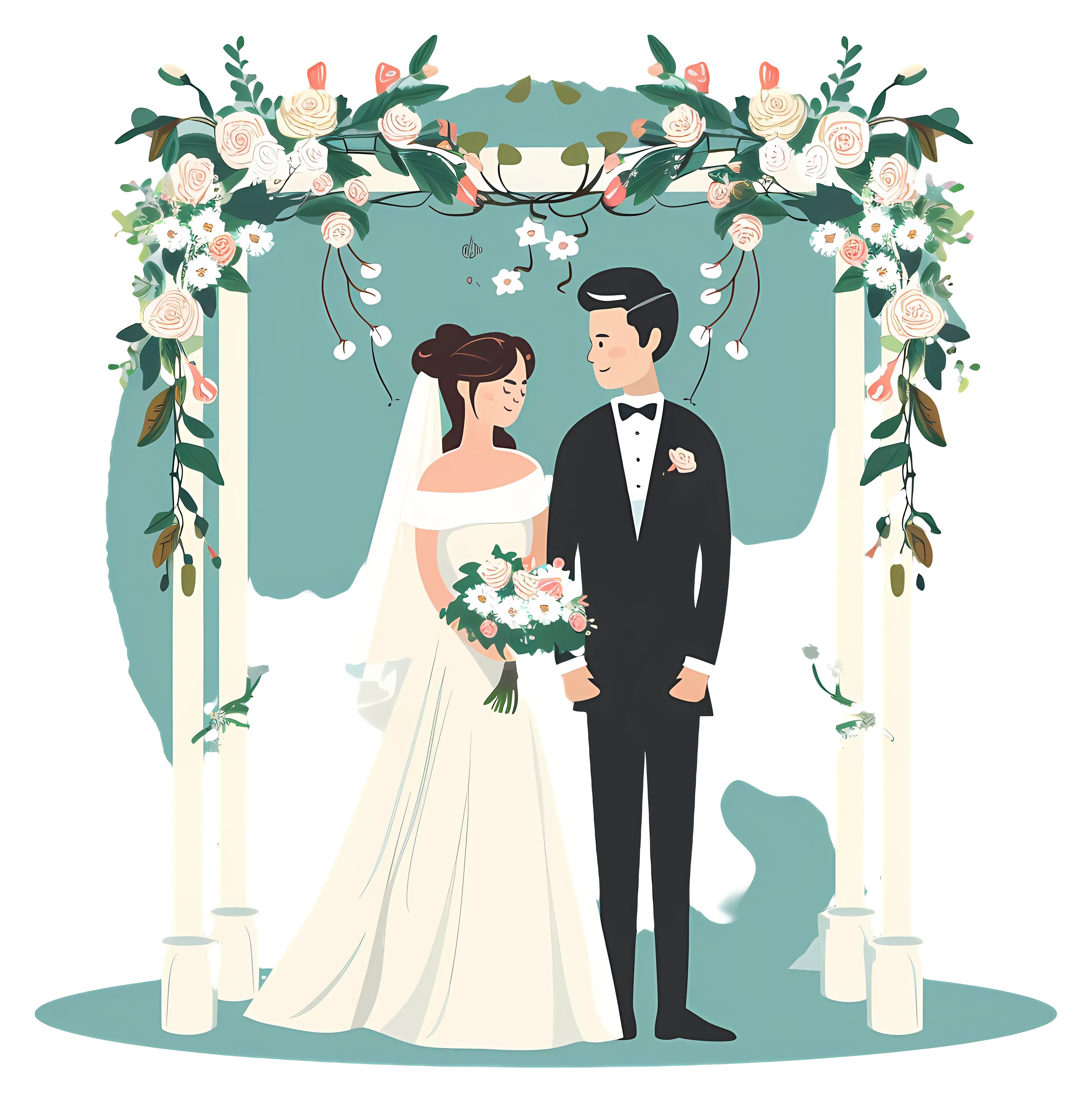 Bride and Groom in Wedding Ceremony Setting