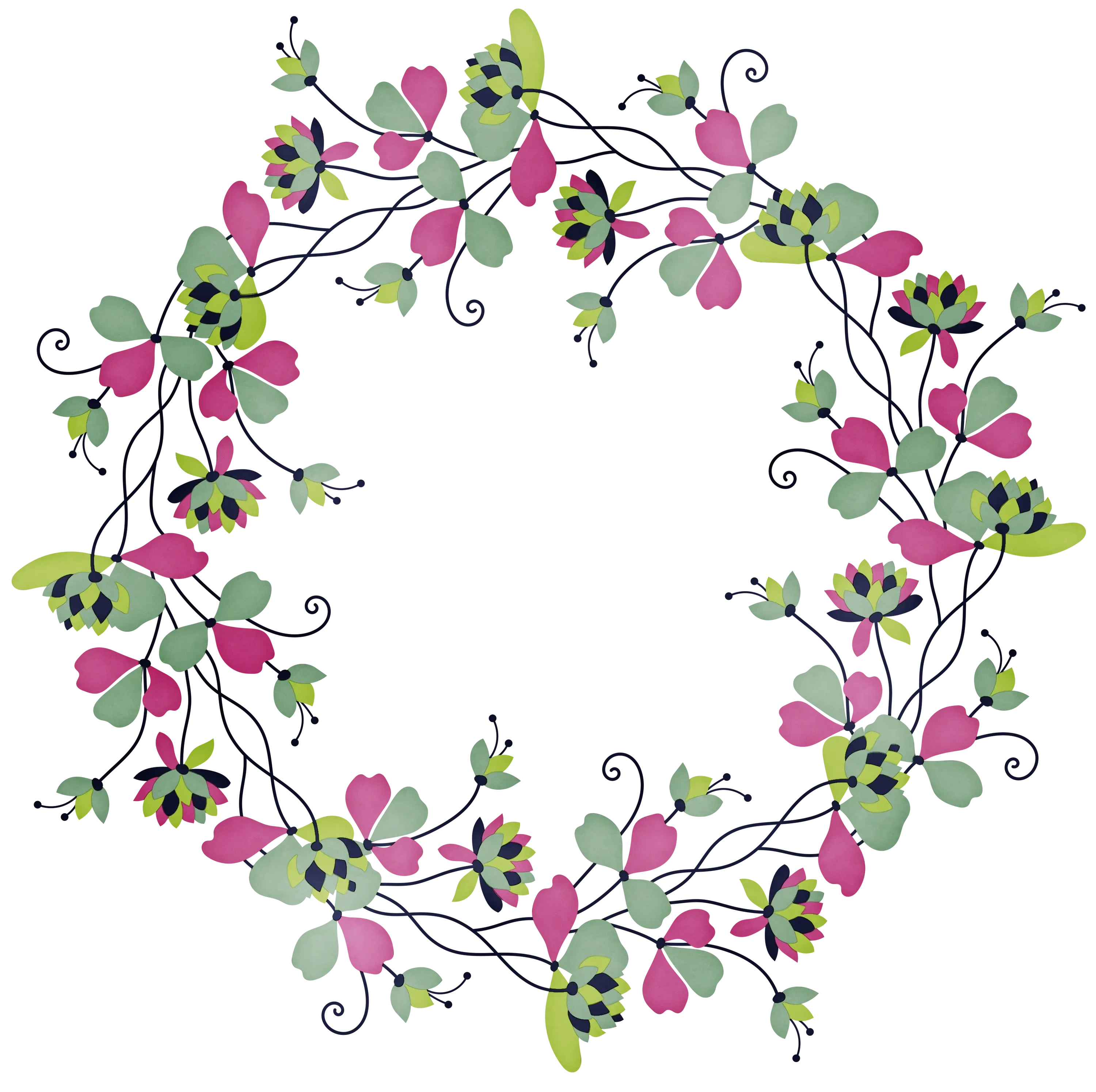 Floral Wreath Illustration for Decoration
