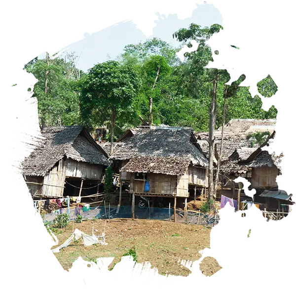 Traditional Village Huts in Rural Area