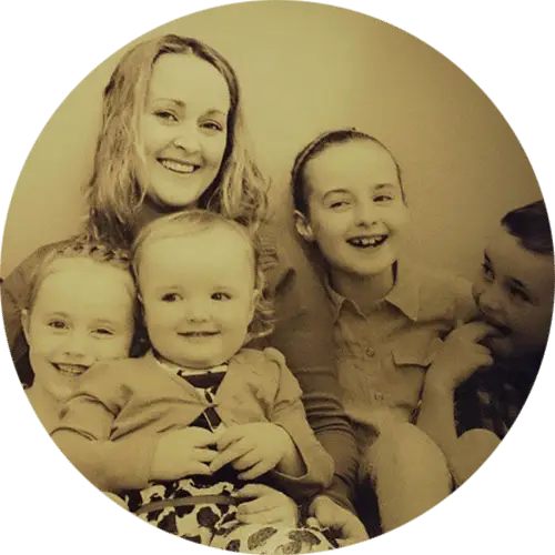 Sepia Family Photo with Smiling Faces