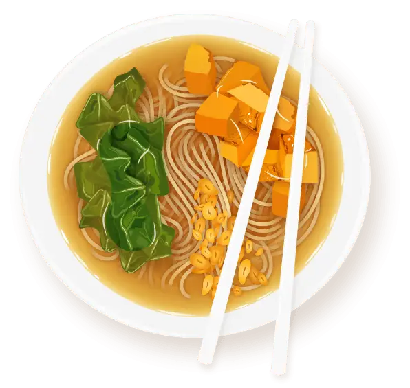 Bowl of noodles with vegetables