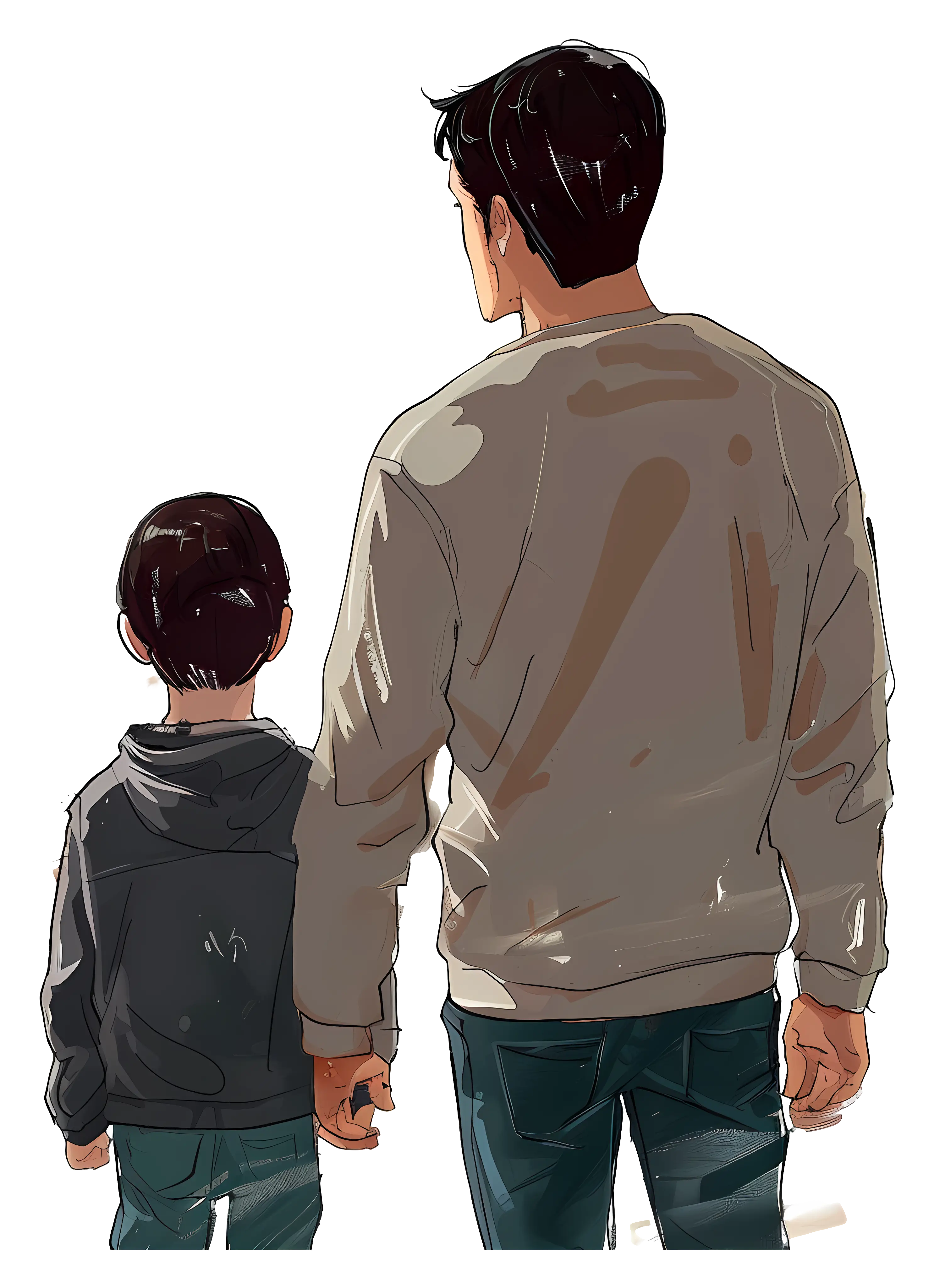 Man and Child Standing Together Illustration