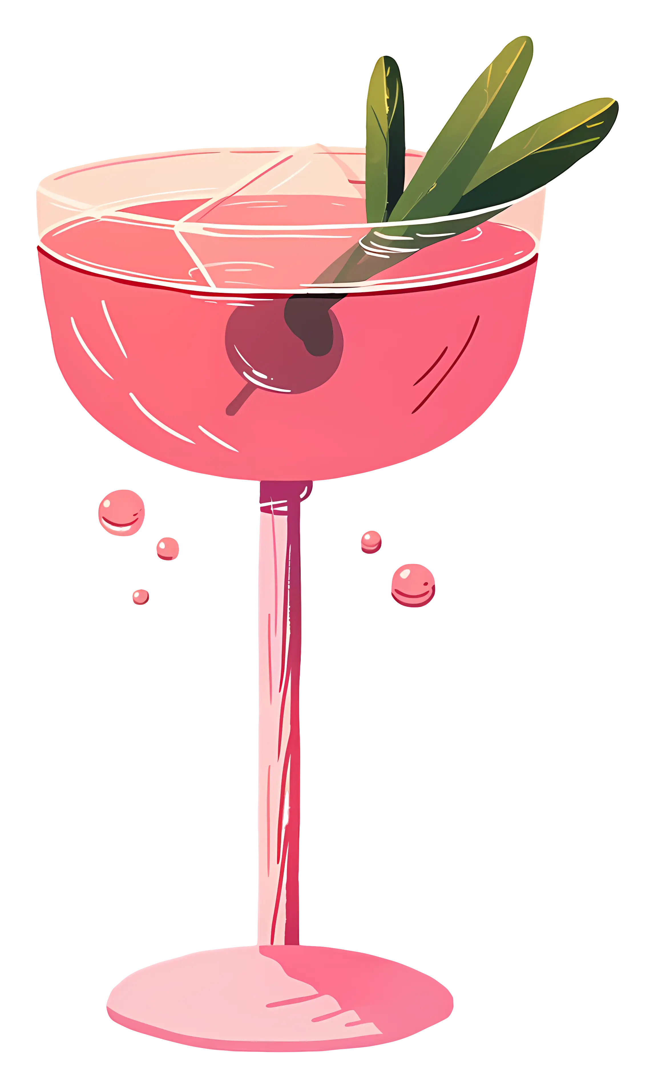Pink Cocktail with Olive