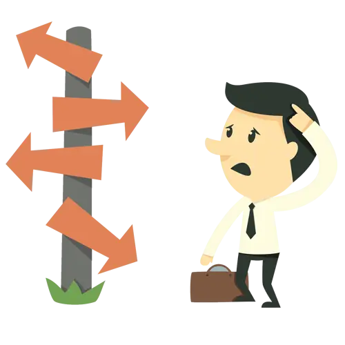 Confused Man at Crossroads