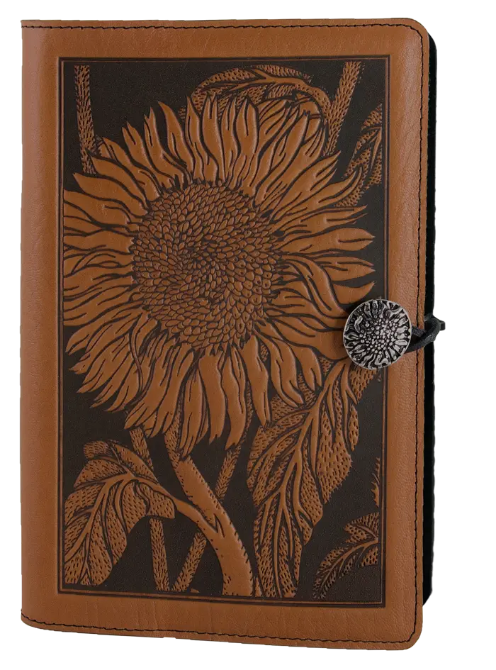 Leather Notebook with Sunflower Engraving