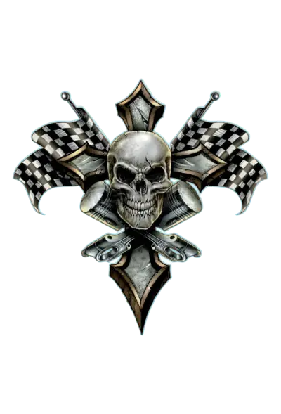 Skull Emblem with Crossbones and Flags