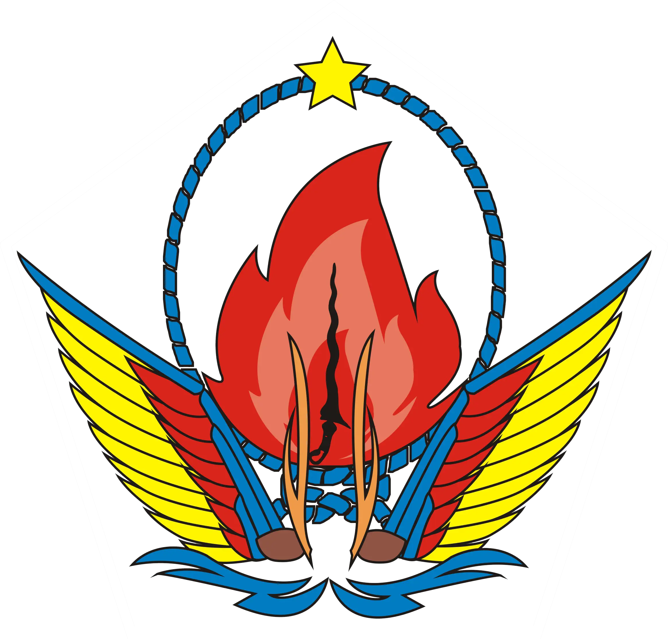 Colorful Emblem with Fire and Wings