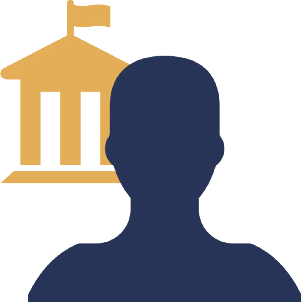 Person Silhouette with Government Building