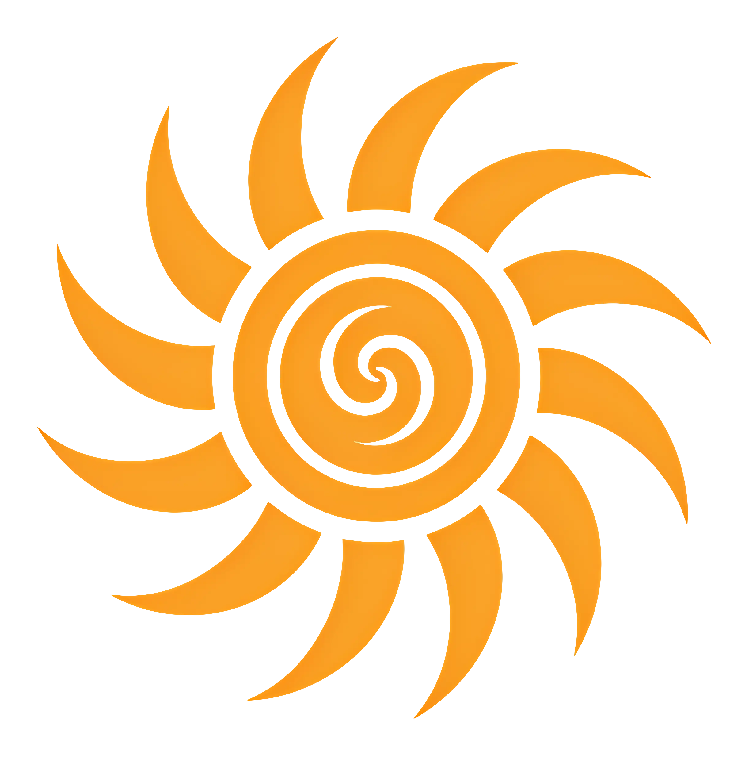 Orange Sun Symbol with Spiral Design