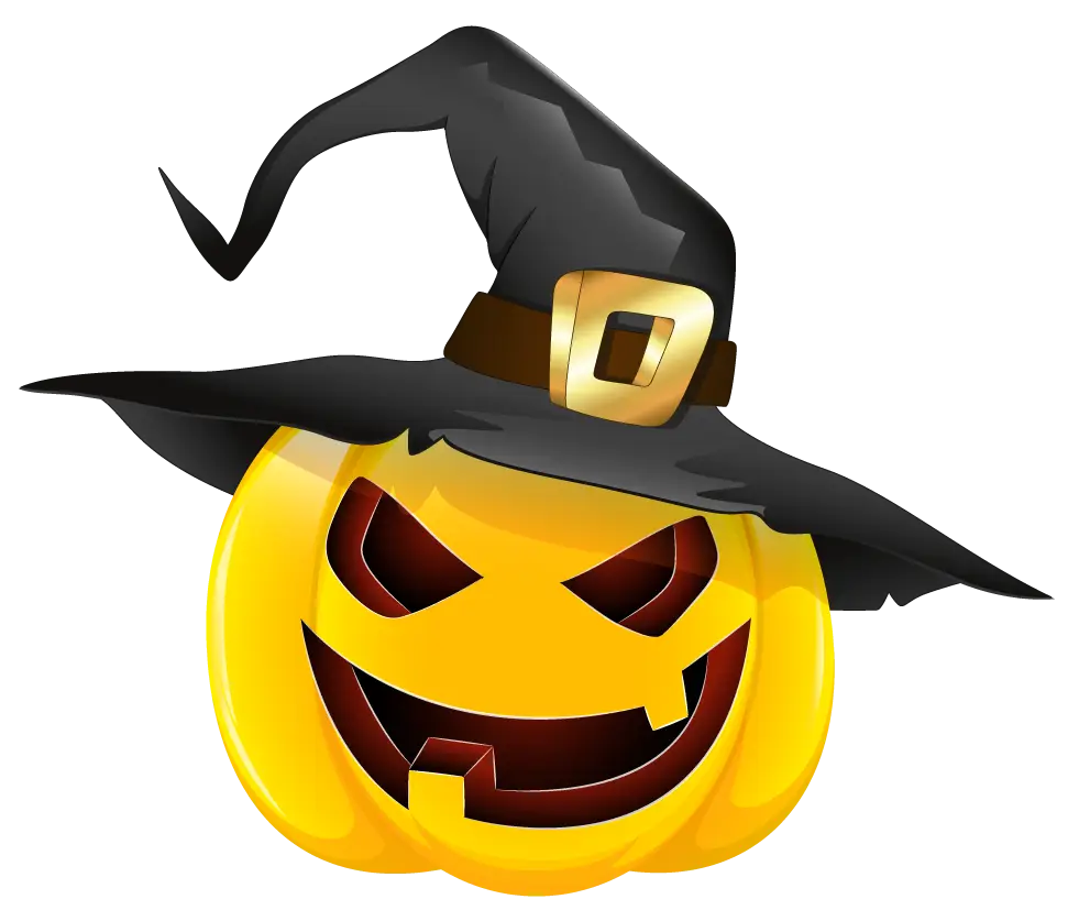 Halloween Pumpkin with Witch Hat
