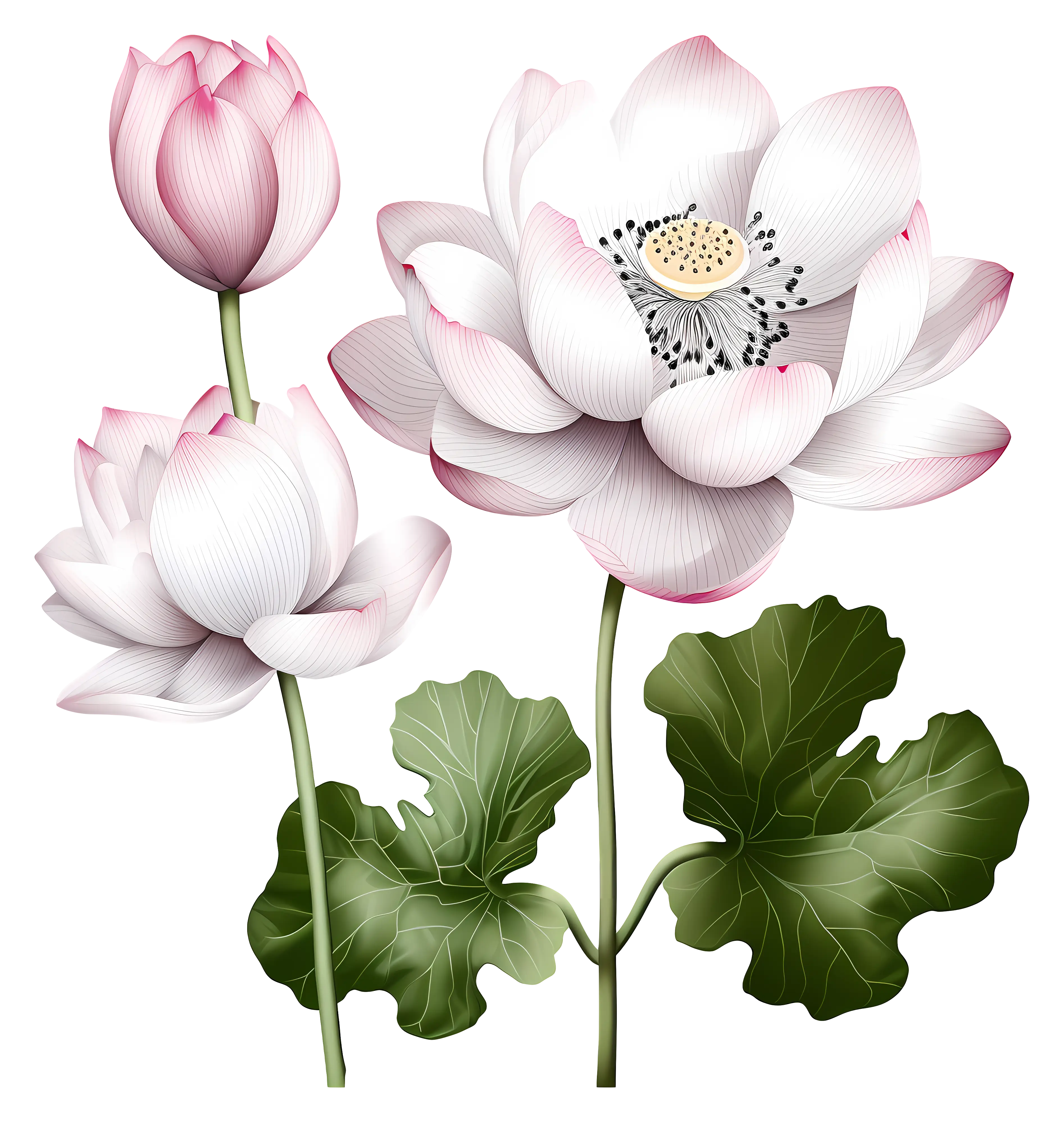 Delicate Pink Lotus Flowers with Green Foliage