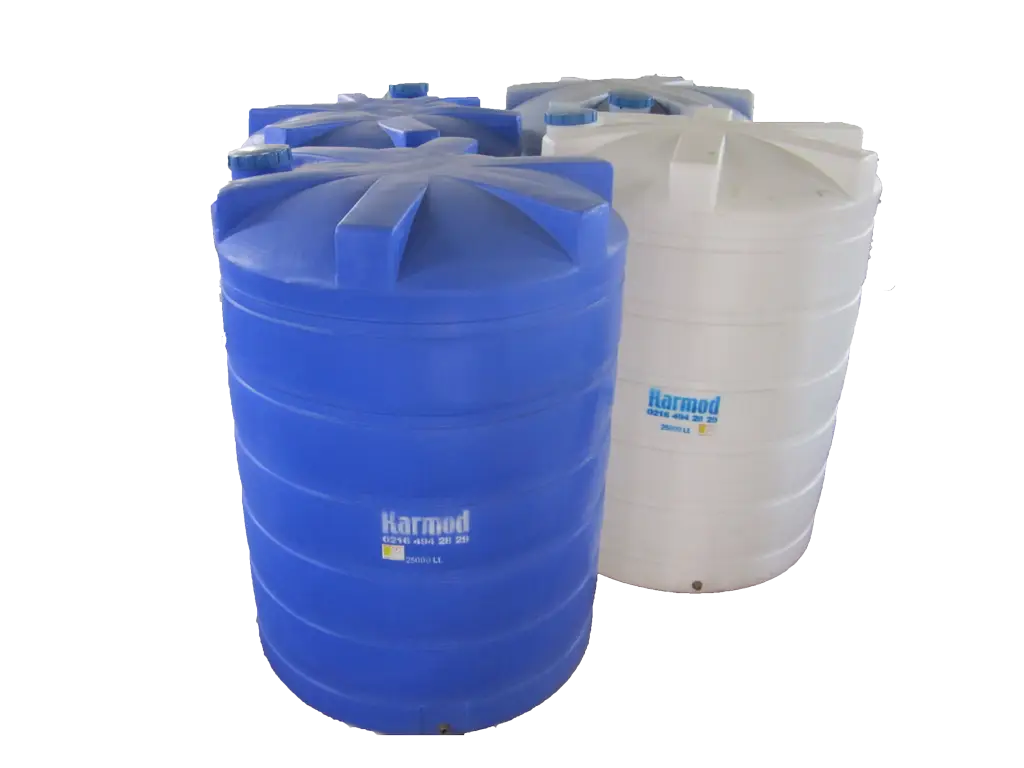 Blue and White Water Tanks