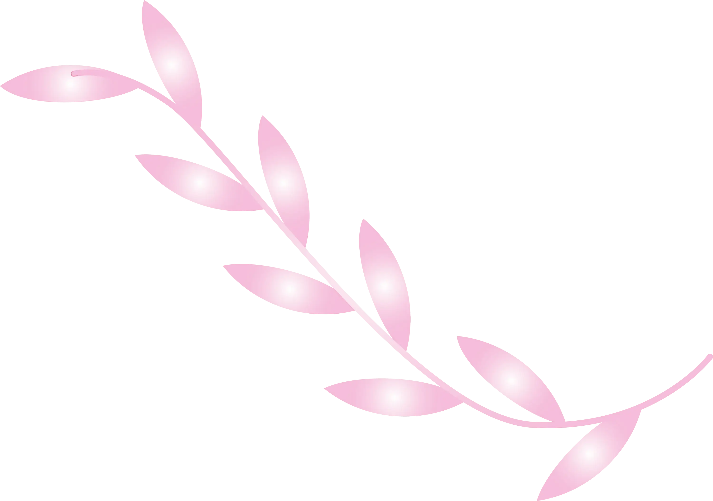 Pink Branch with Pastel Leaves Illustration