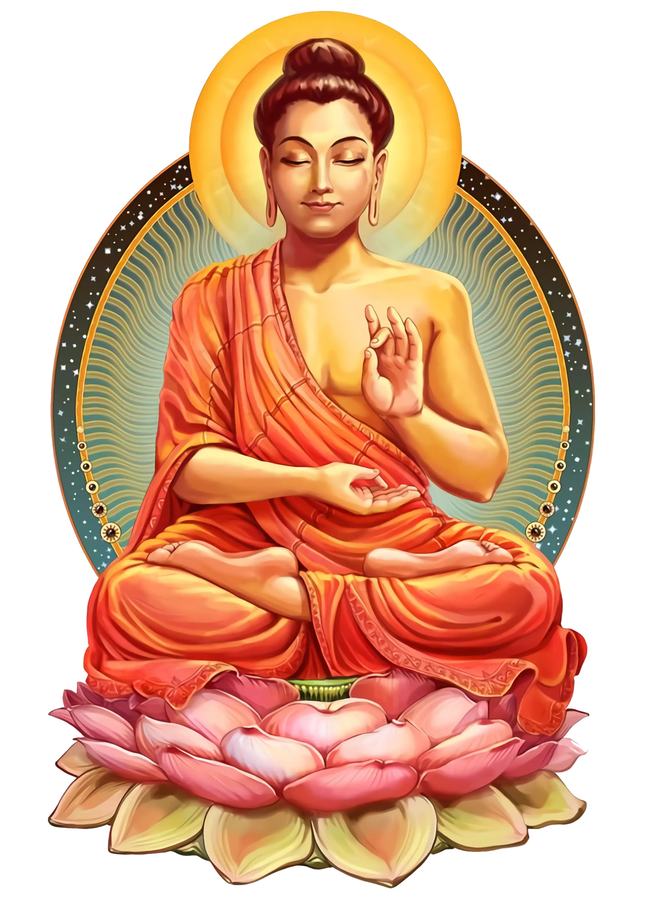 Buddha Illustration Seated Peacefully on a Lotus Flower