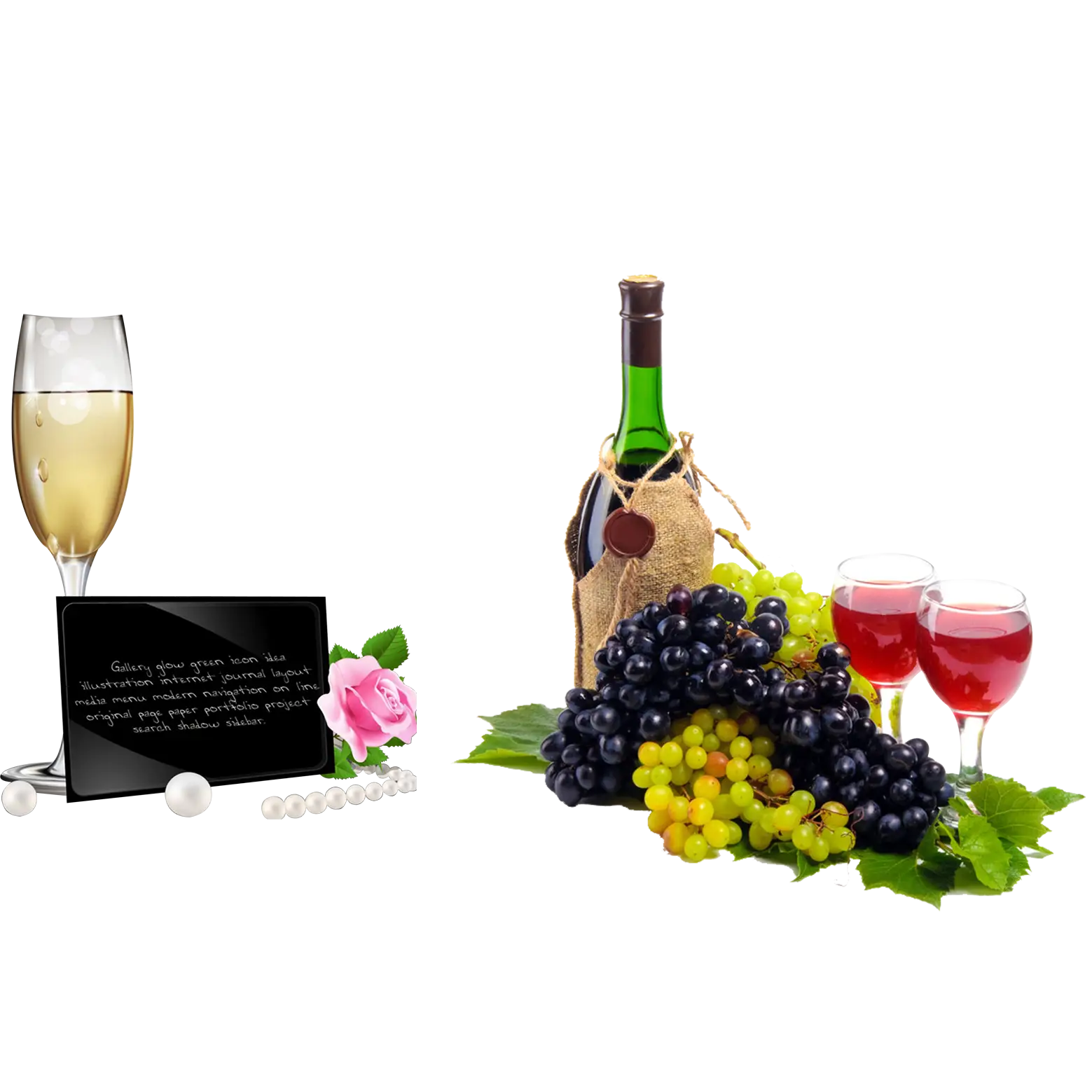 Wine and Grapes with Glasses