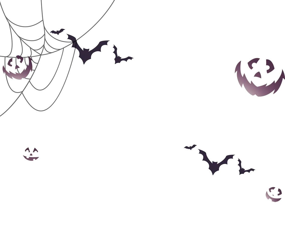 Halloween Decorations with Pumpkins and Bats