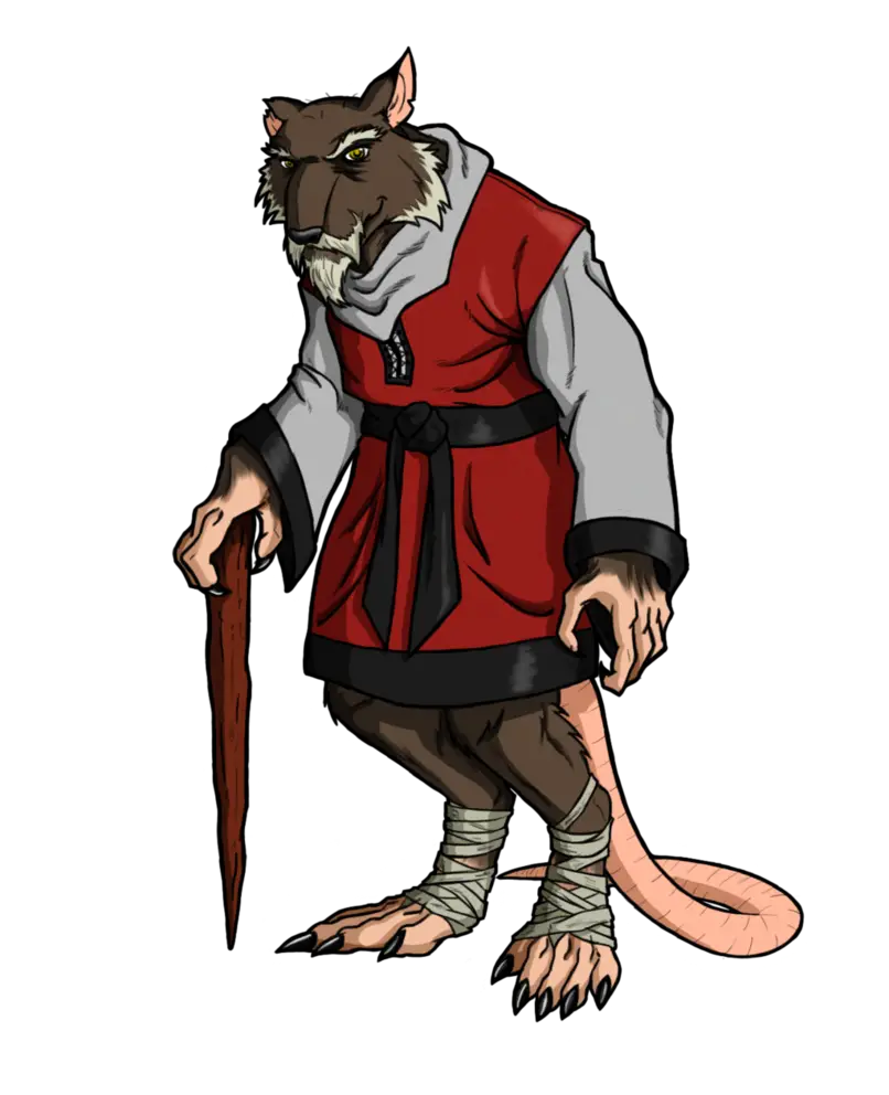Anthropomorphic Rat Character in Fantasy Garb
