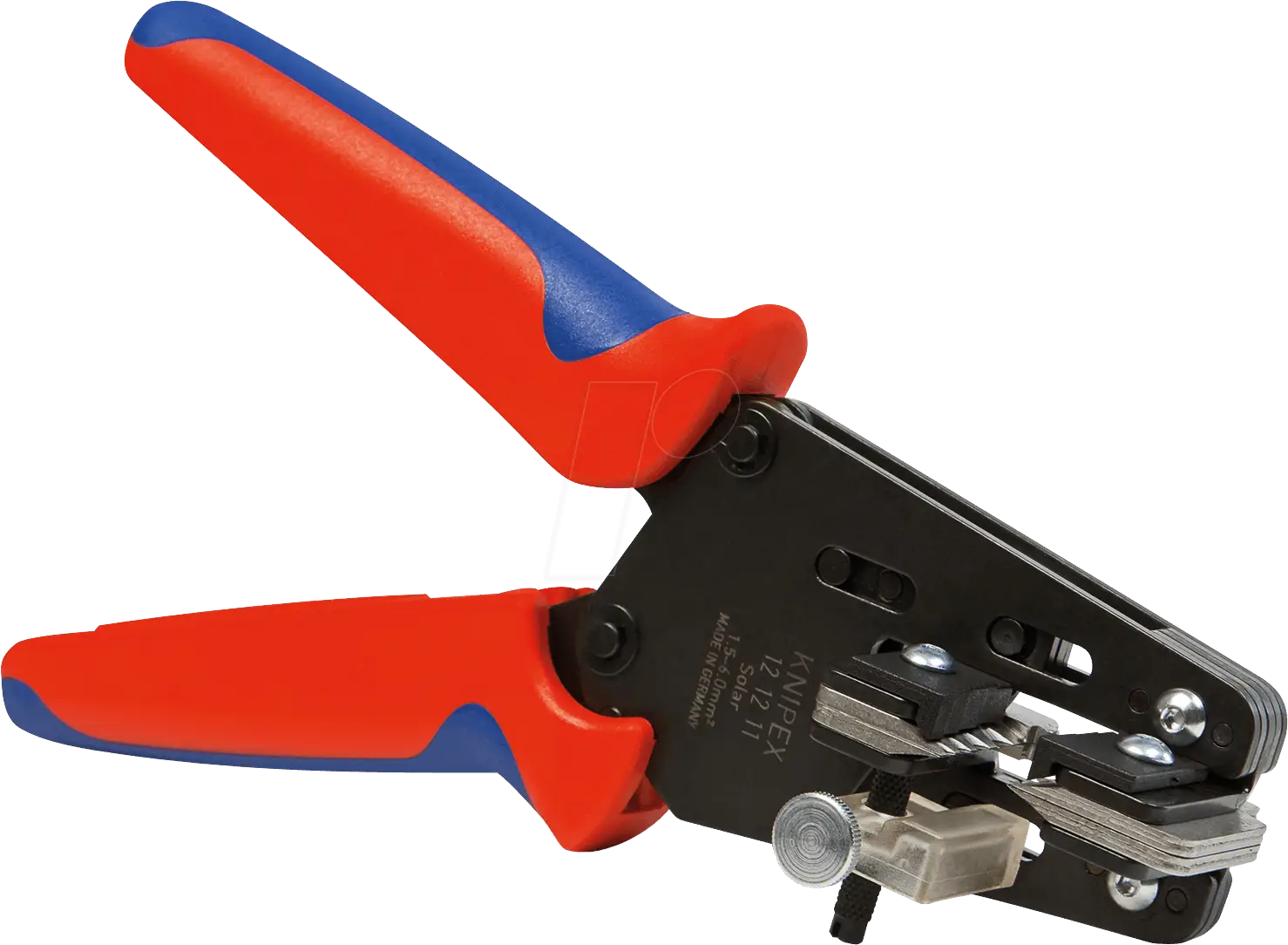Red and Blue Handled Crimping Tool