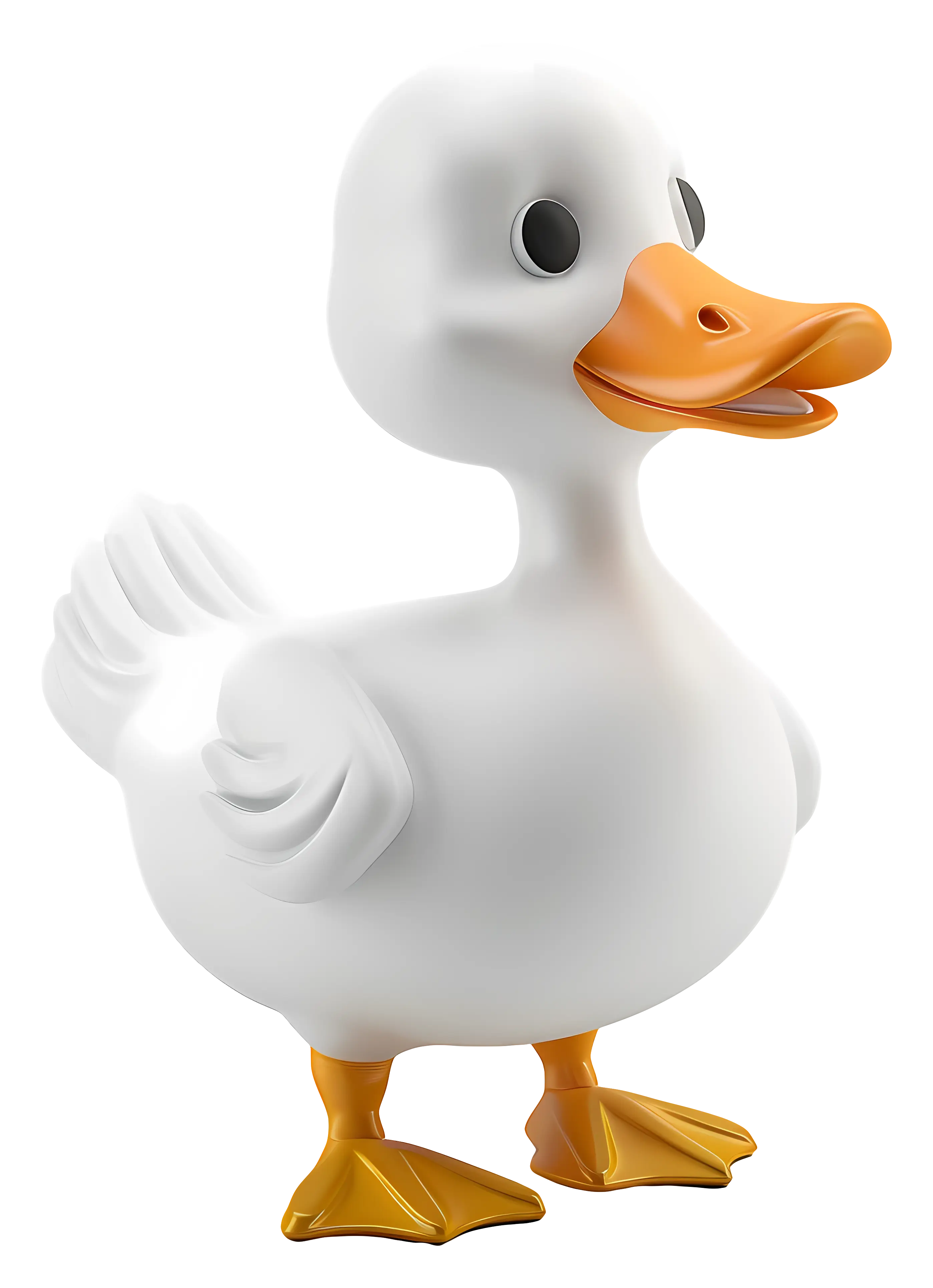 3D White Duck Cartoon Character Illustration