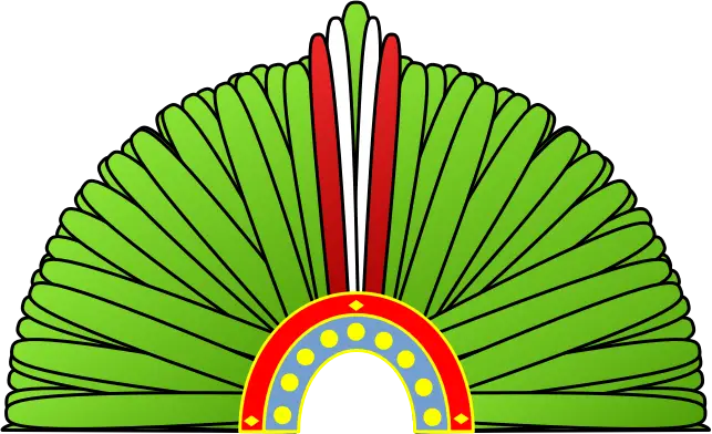 Green Feather Crown Design with Red Accents