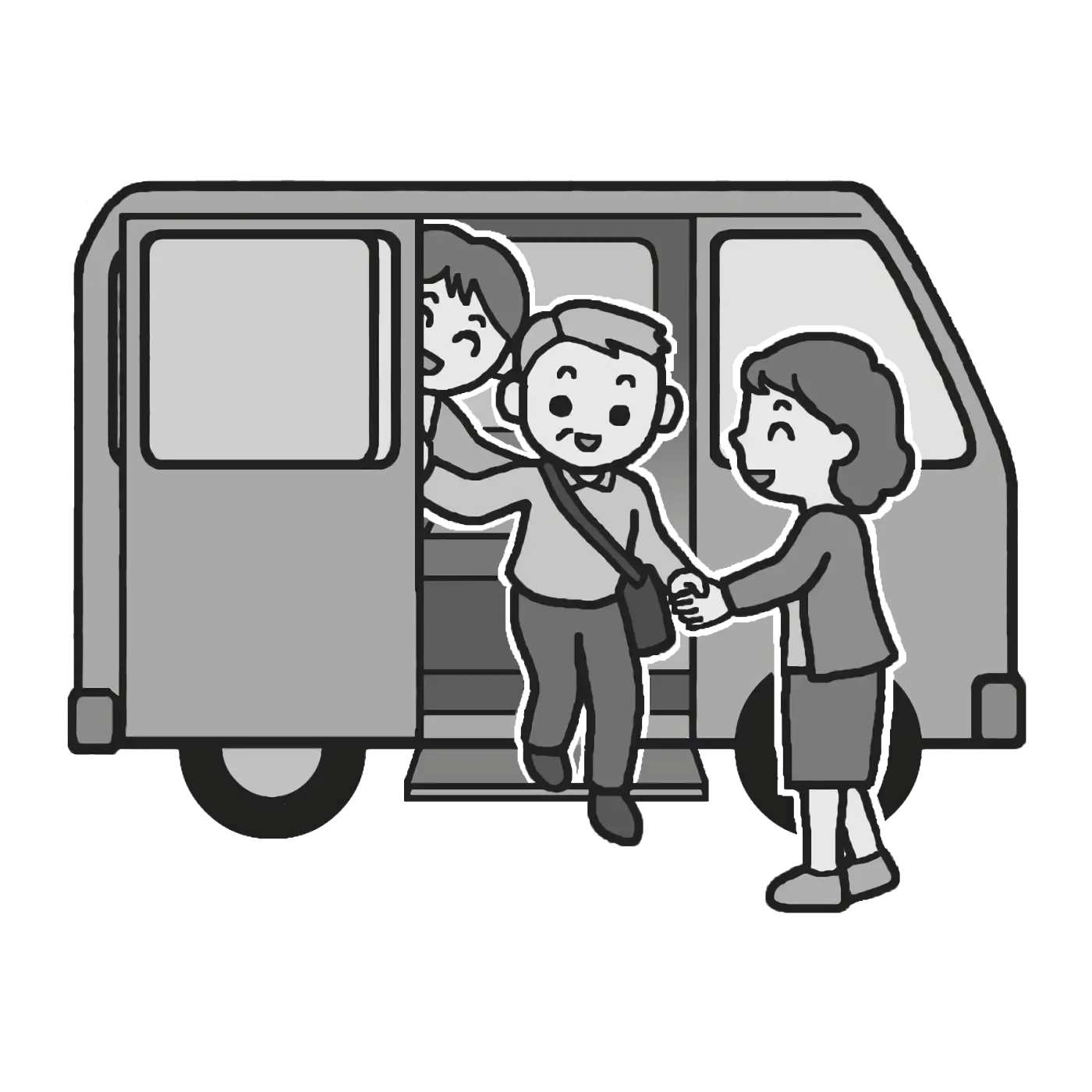 People Boarding a Van