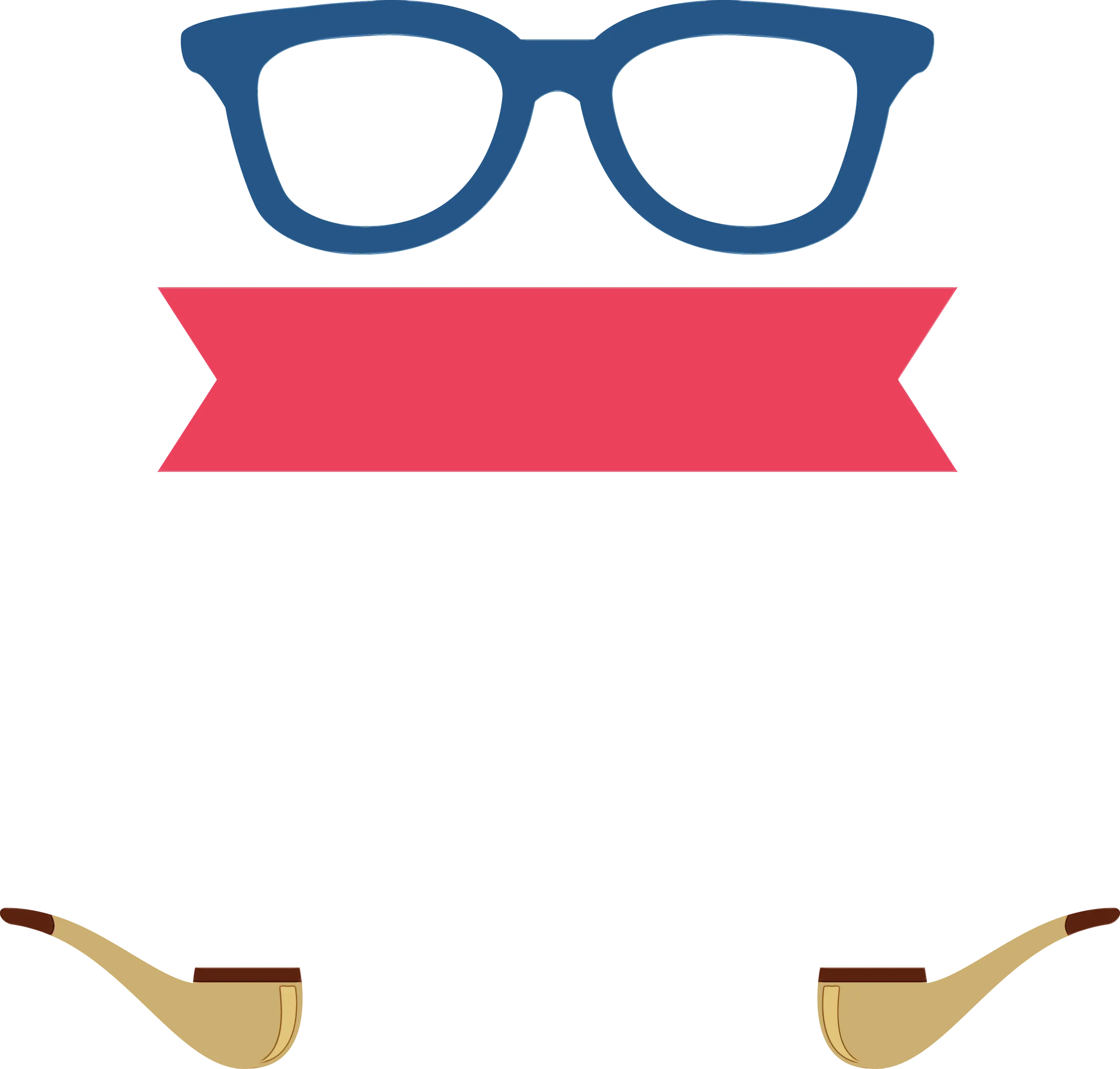 Glasses and Pipes with Ribbon Illustration