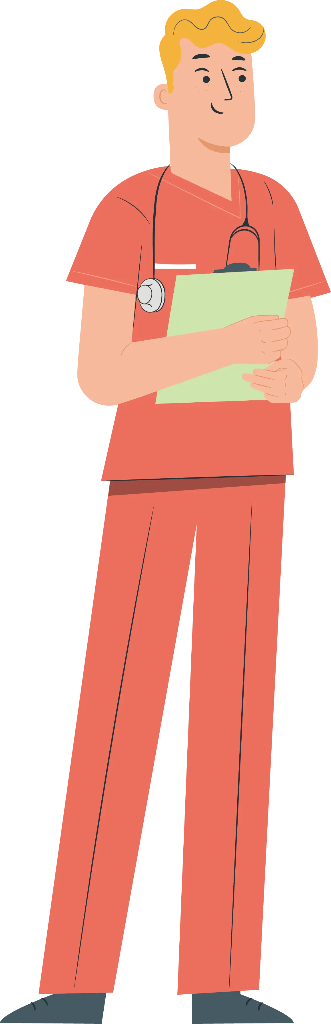 Cartoon doctor holding clipboard