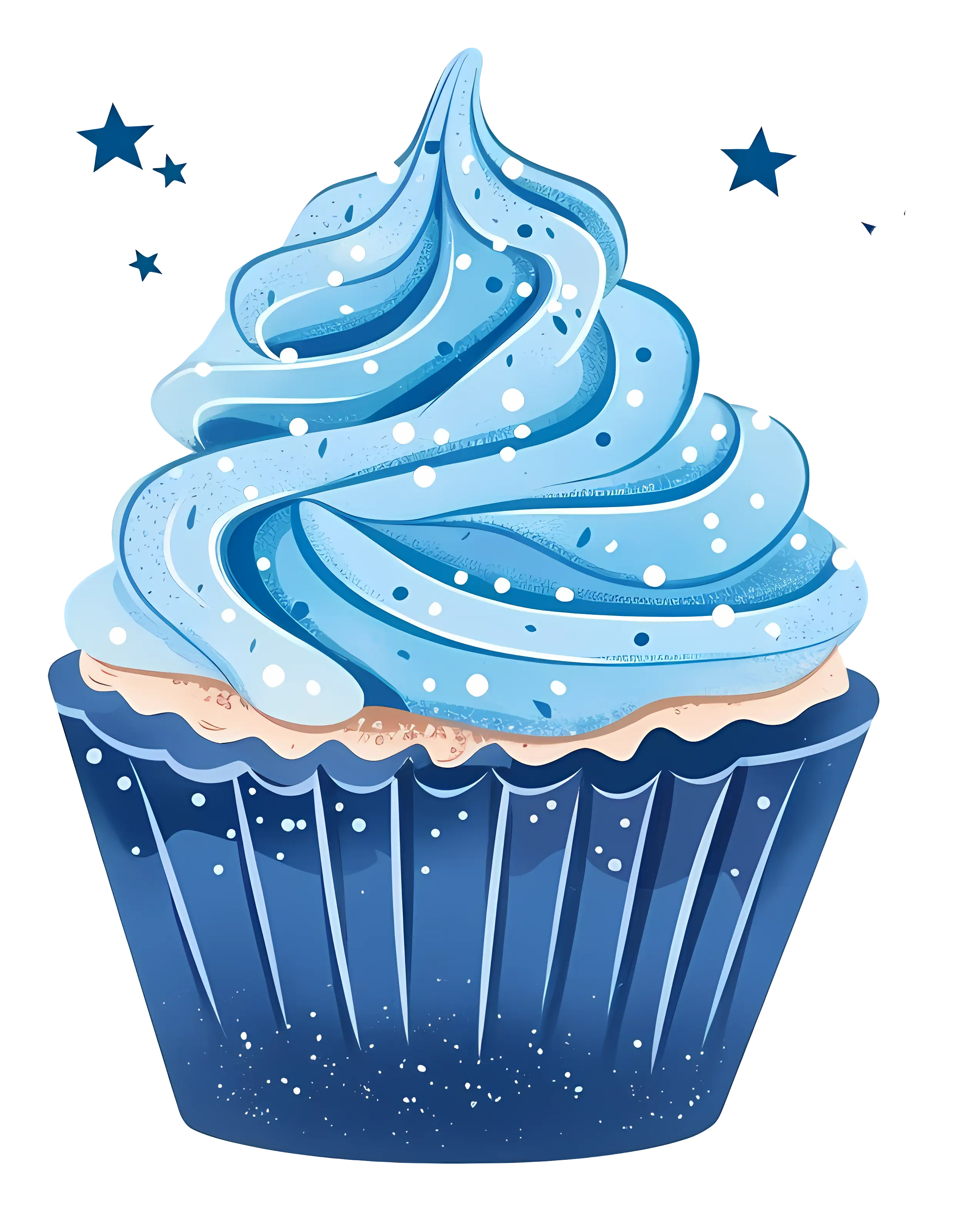 Blue Cupcake with Starry Decorations