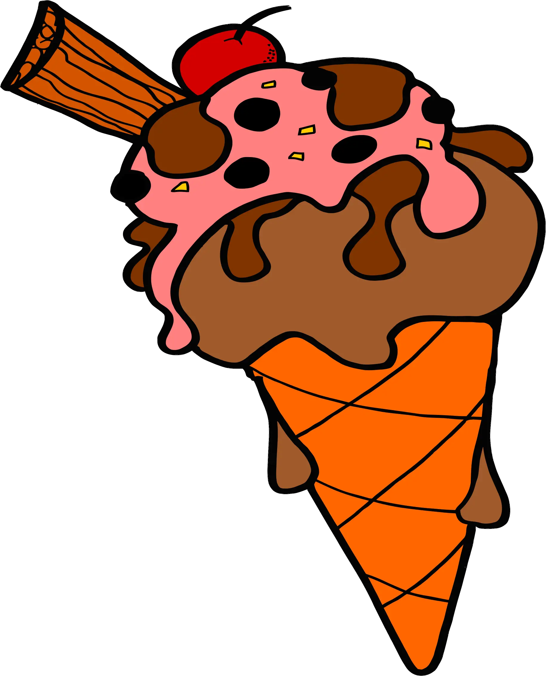 Delicious Chocolate Ice Cream Cone with Cherry