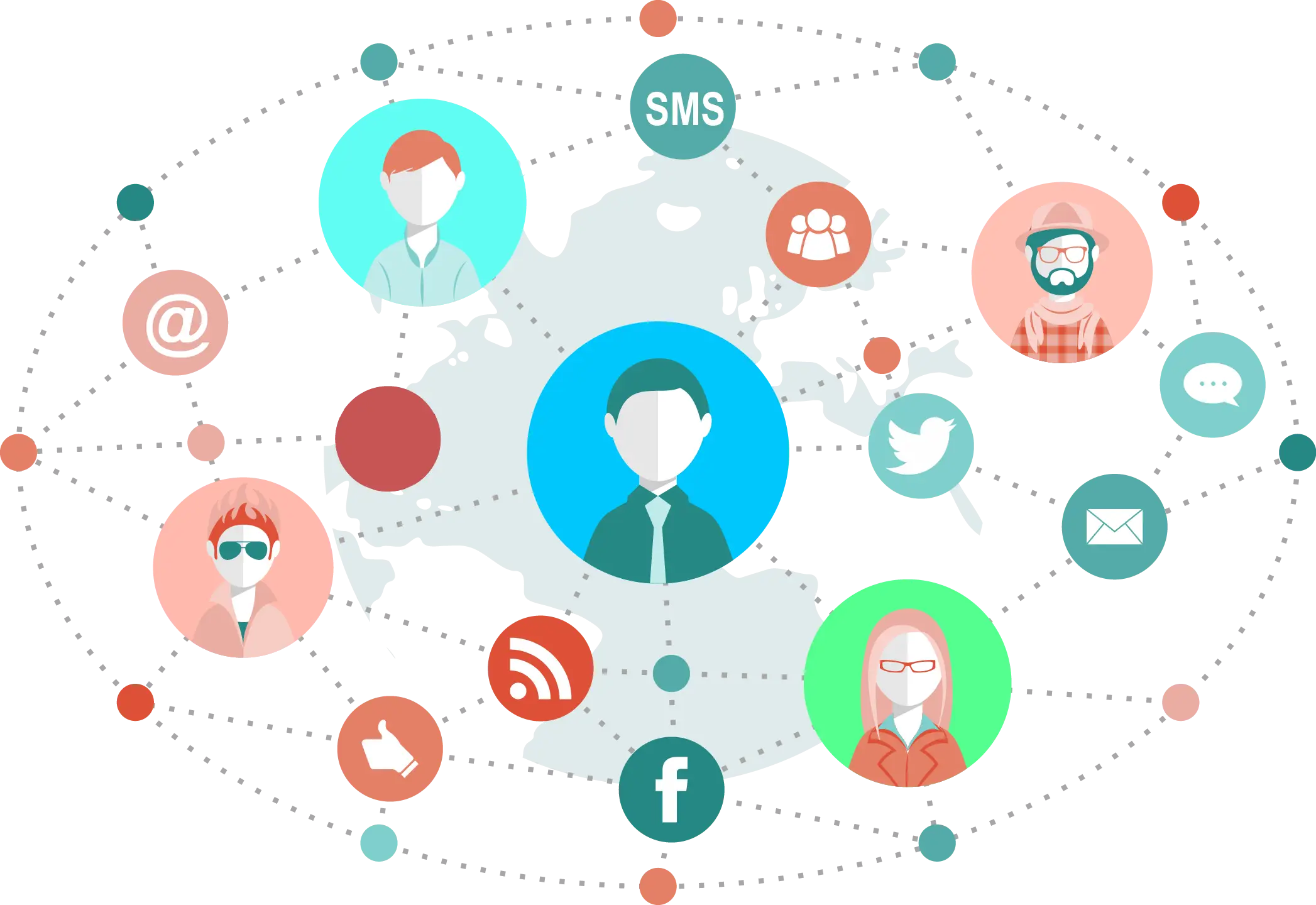Social Media Network with Connected Icons