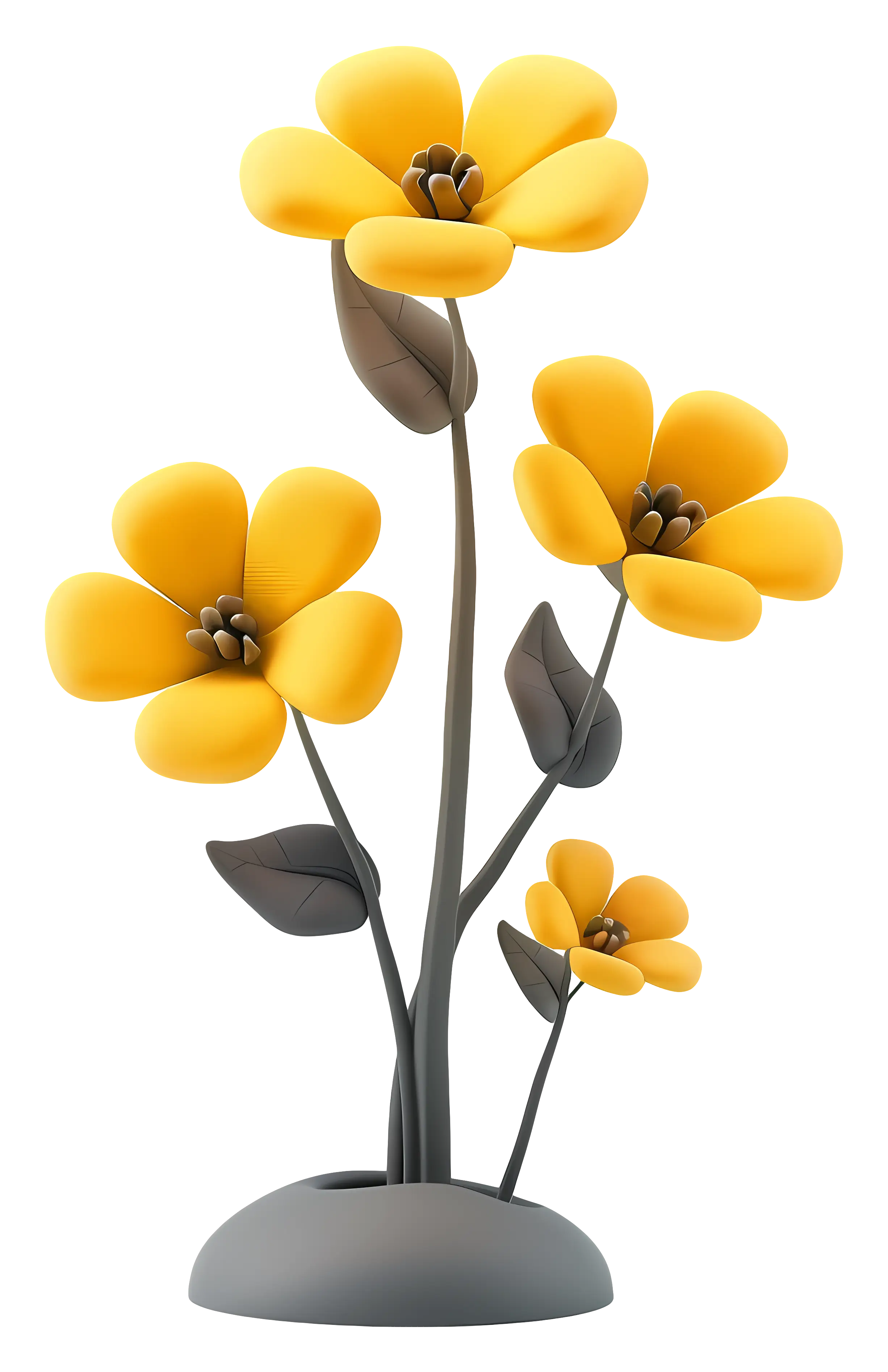 Blooming Yellow Flowers with Leaves