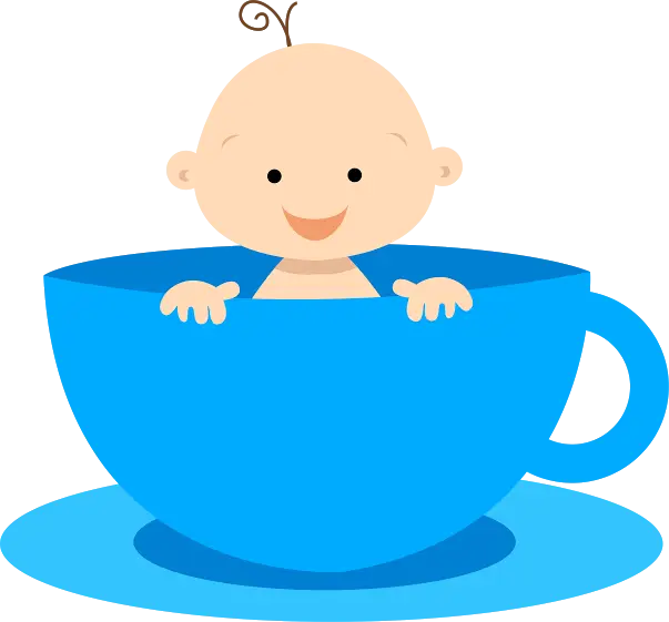 Happy Baby in Blue Cup Cartoon
