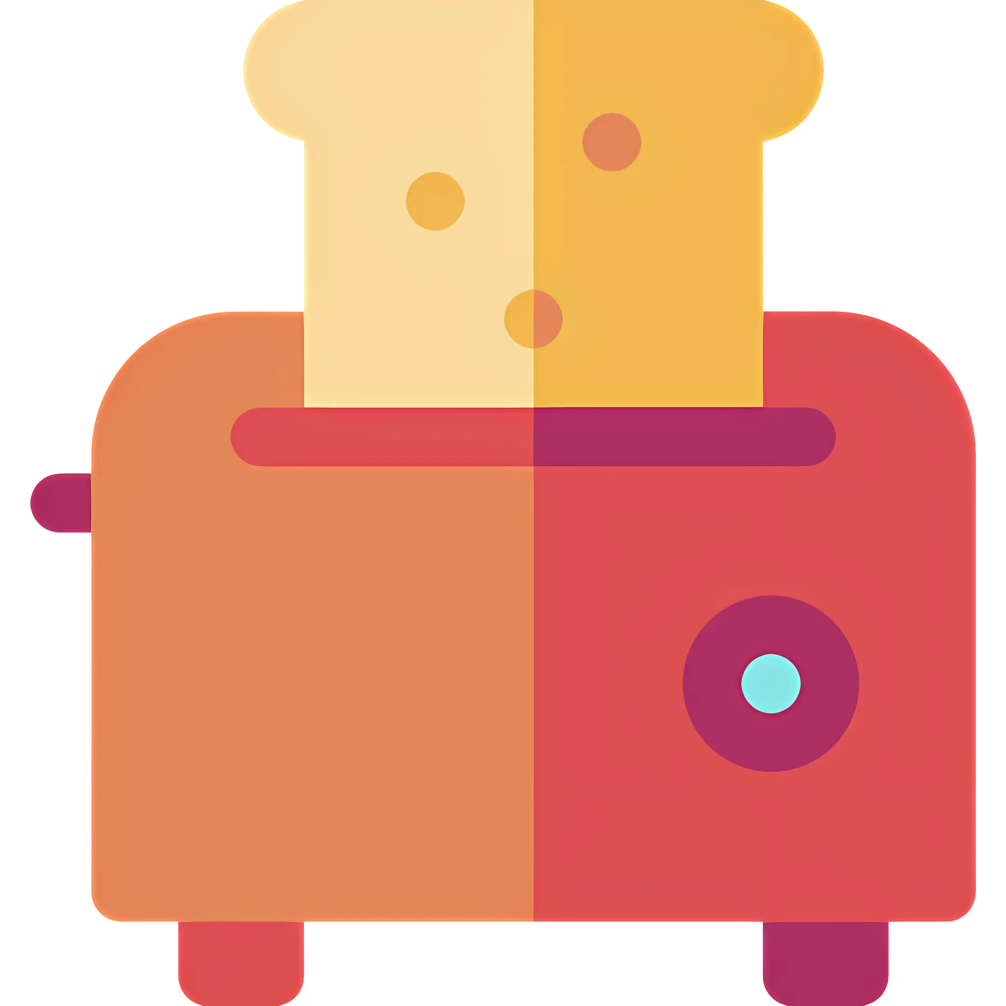 Cute Red Toaster with Bread
