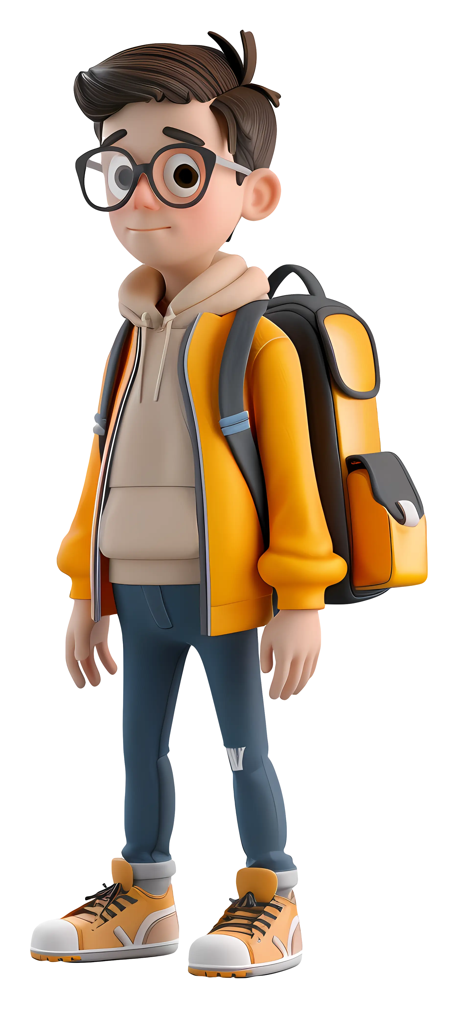 Cartoon Boy with Backpack