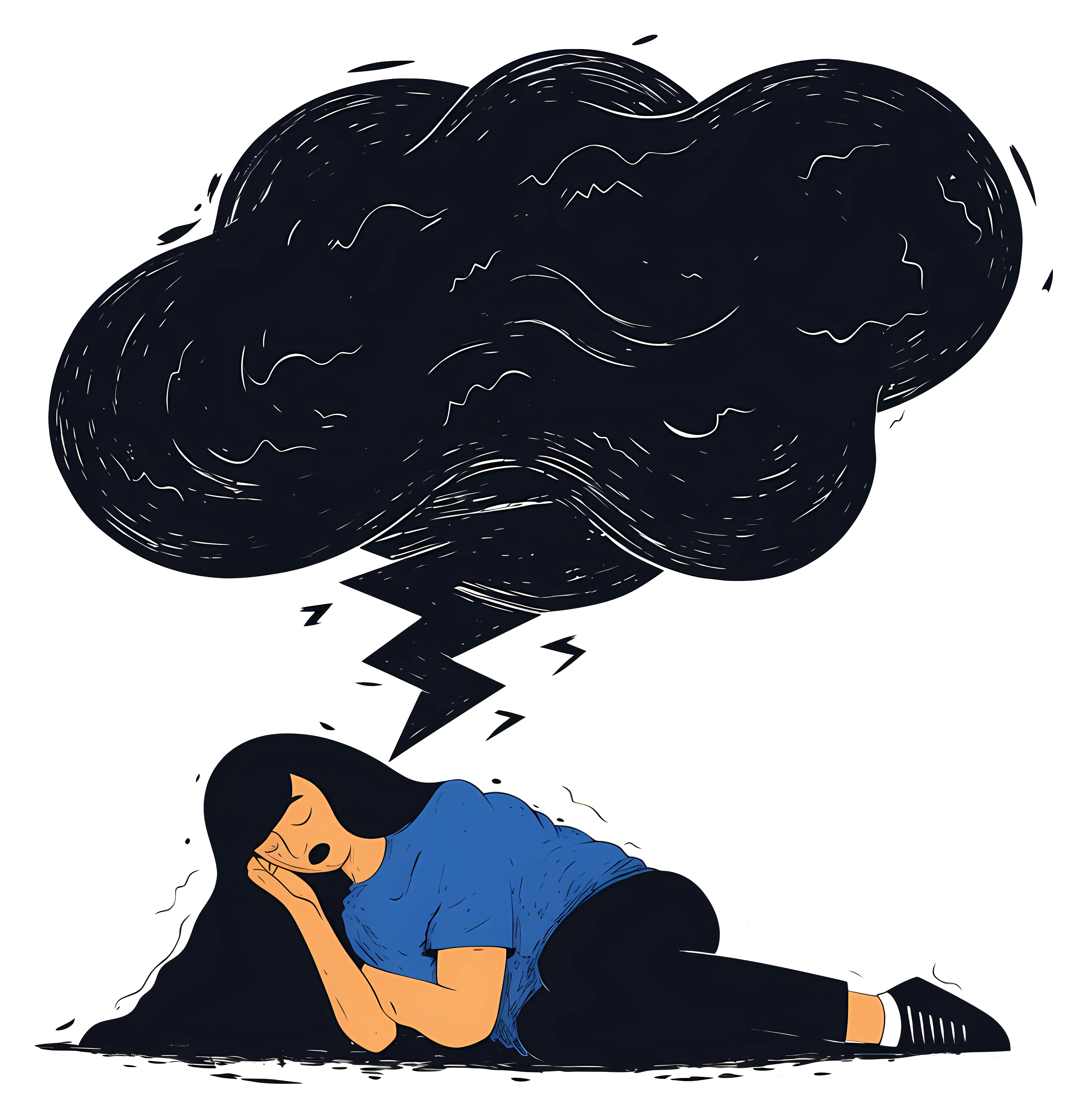 Woman Under Dark Cloud