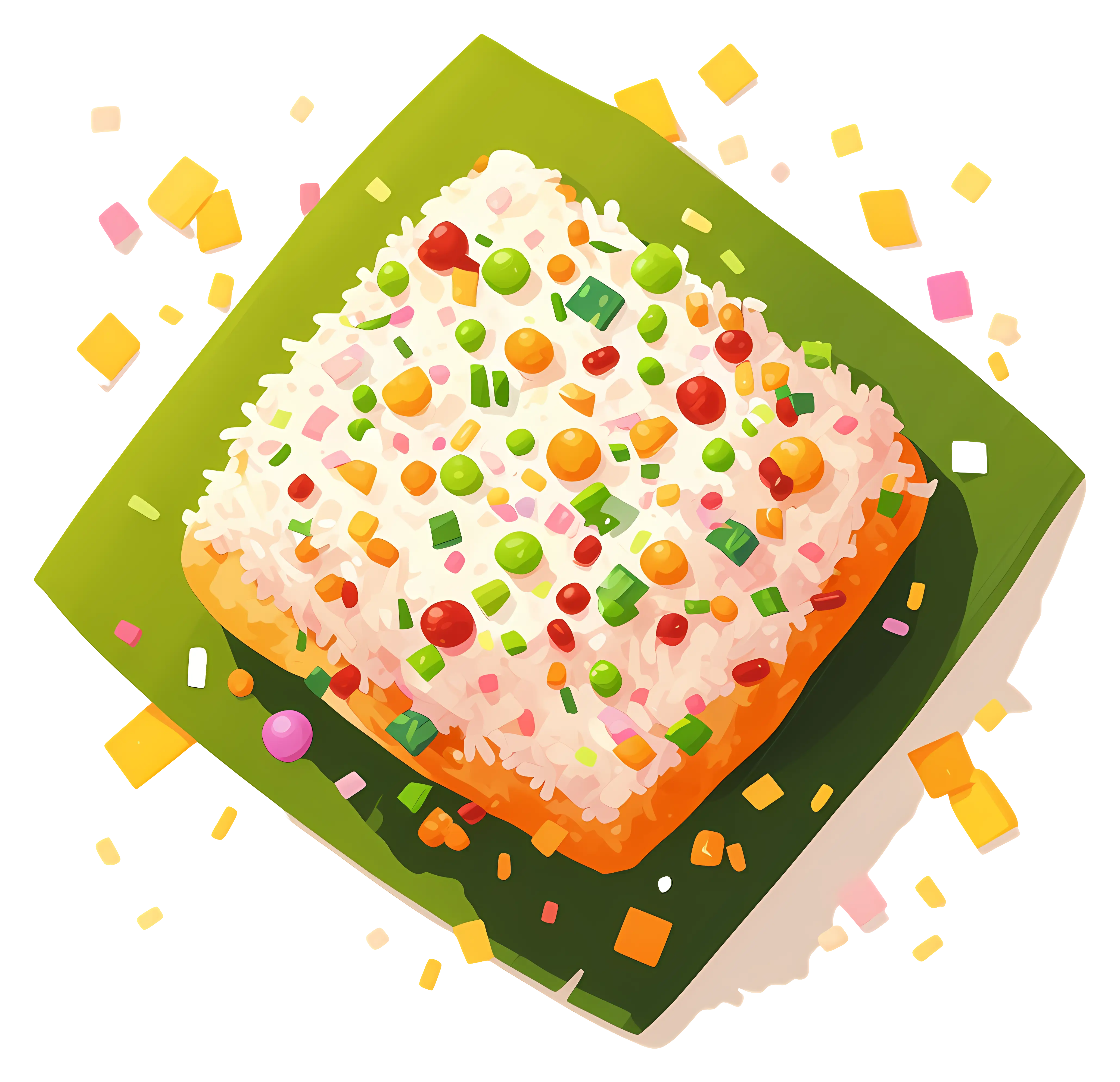 Colorful Rice Dish on Leaf