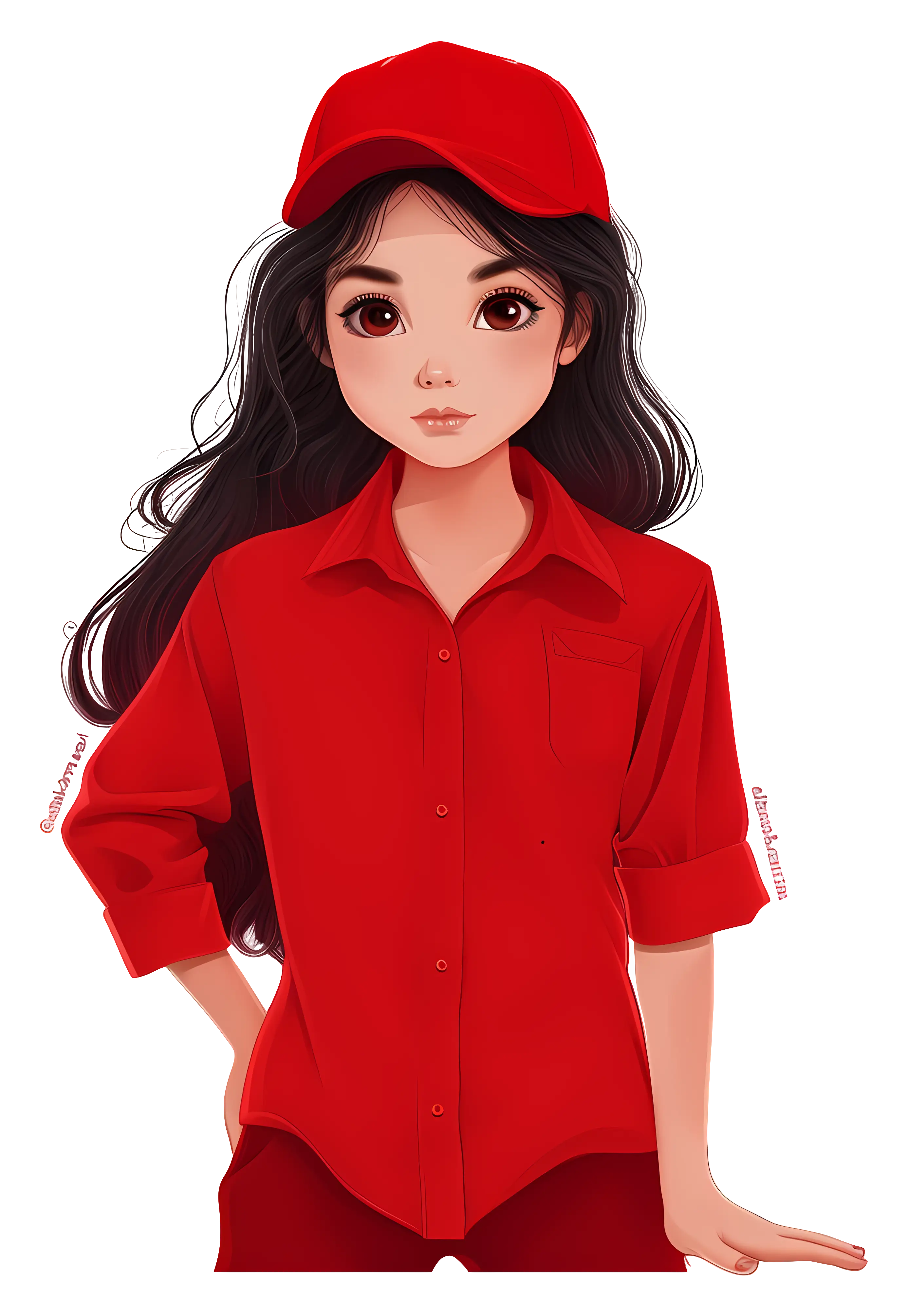 Stylish Girl in Red Outfit