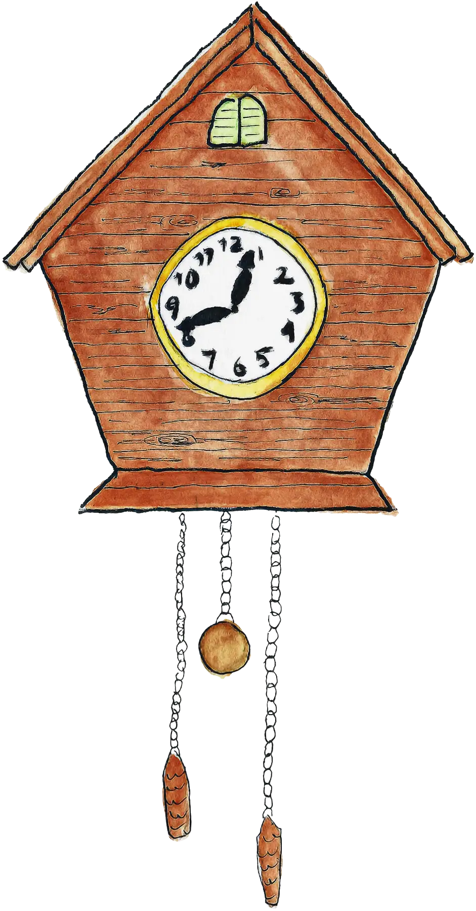Vintage Wooden Cuckoo Clock Illustration