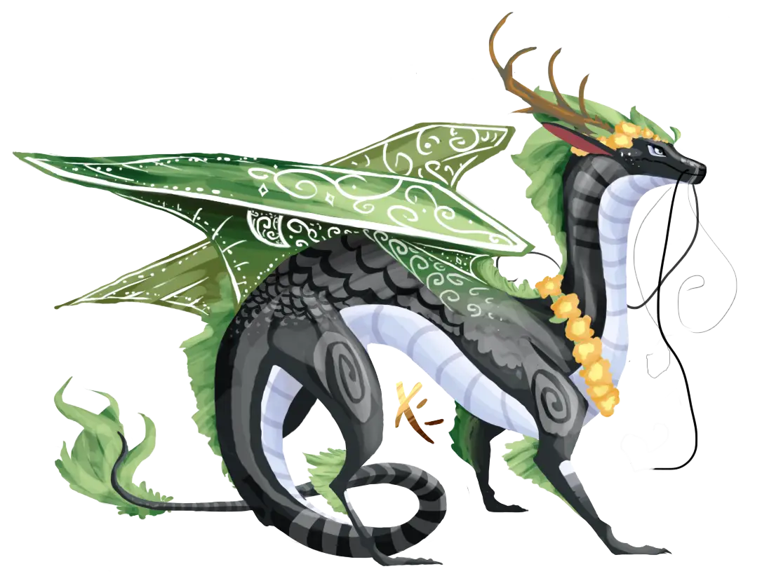 Green Dragon with Wings and Horns