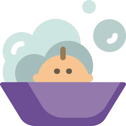 Cute Baby Bath Illustration