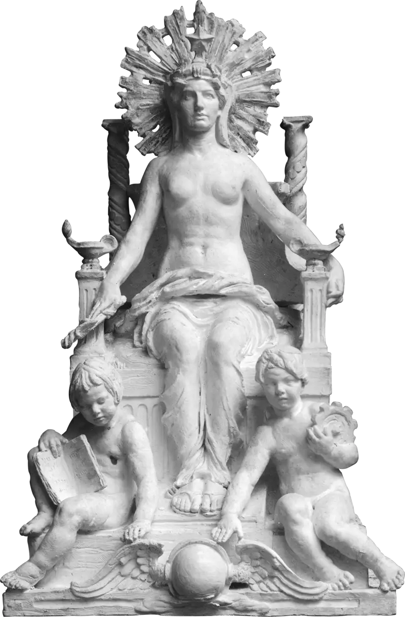 Classical Stone Statue with Throne and Children