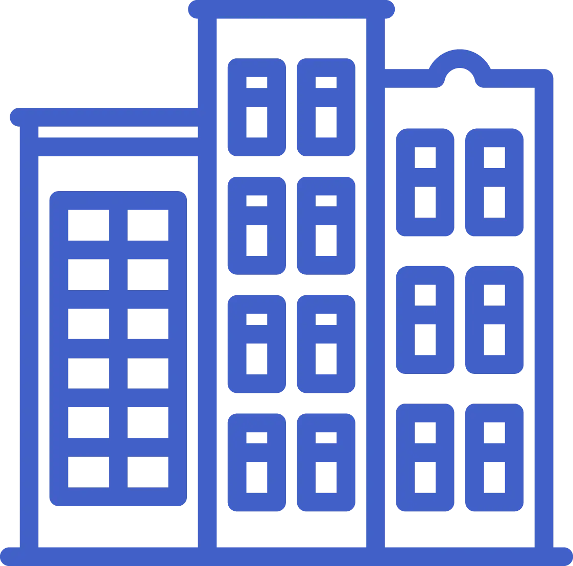 Blue Building Icon for Urban Design