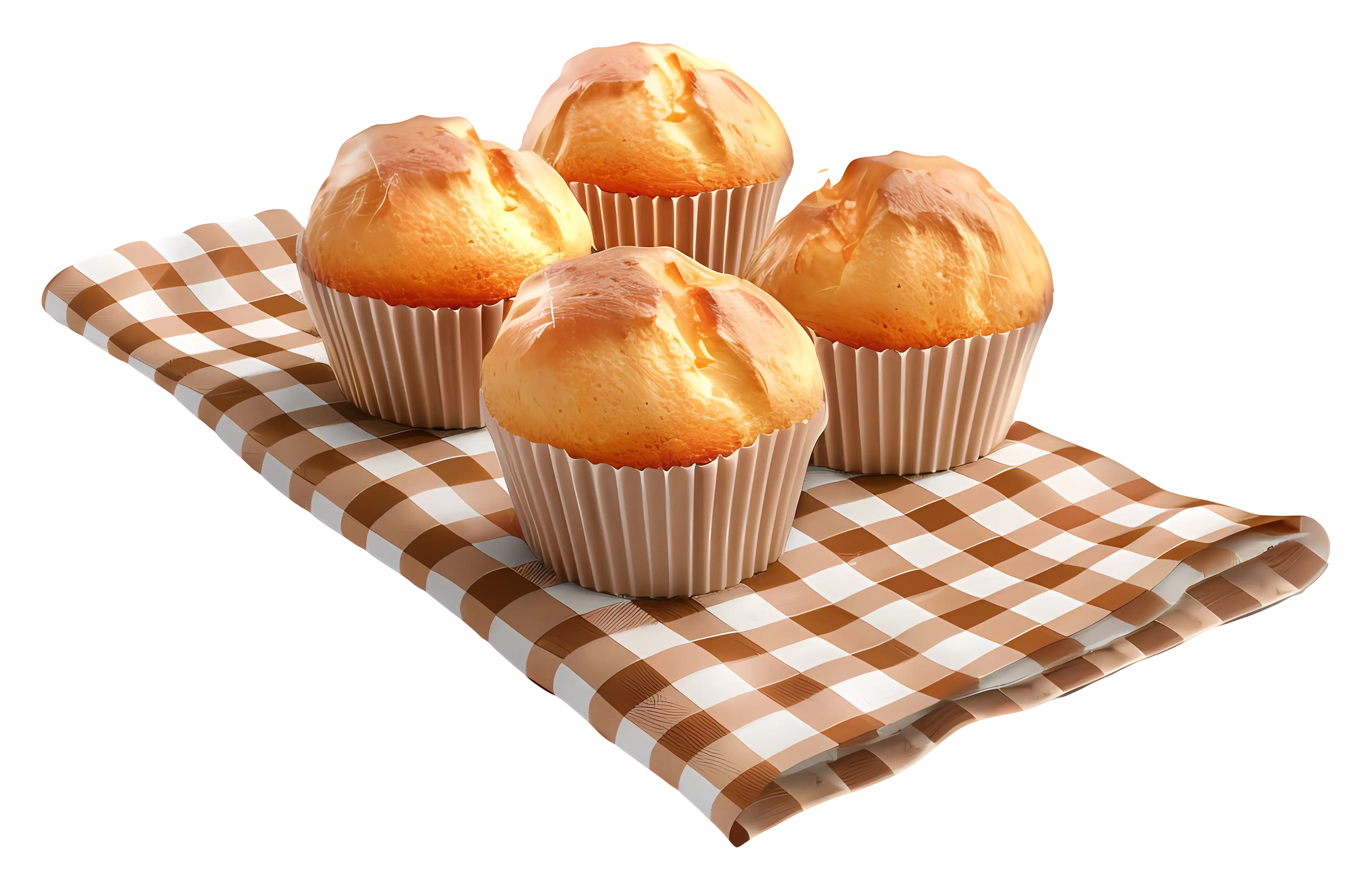 Fresh Muffins on Checkered Napkin