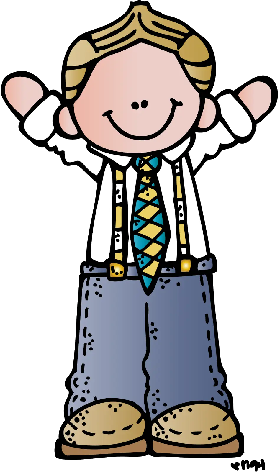 Happy Boy in Tie Cartoon