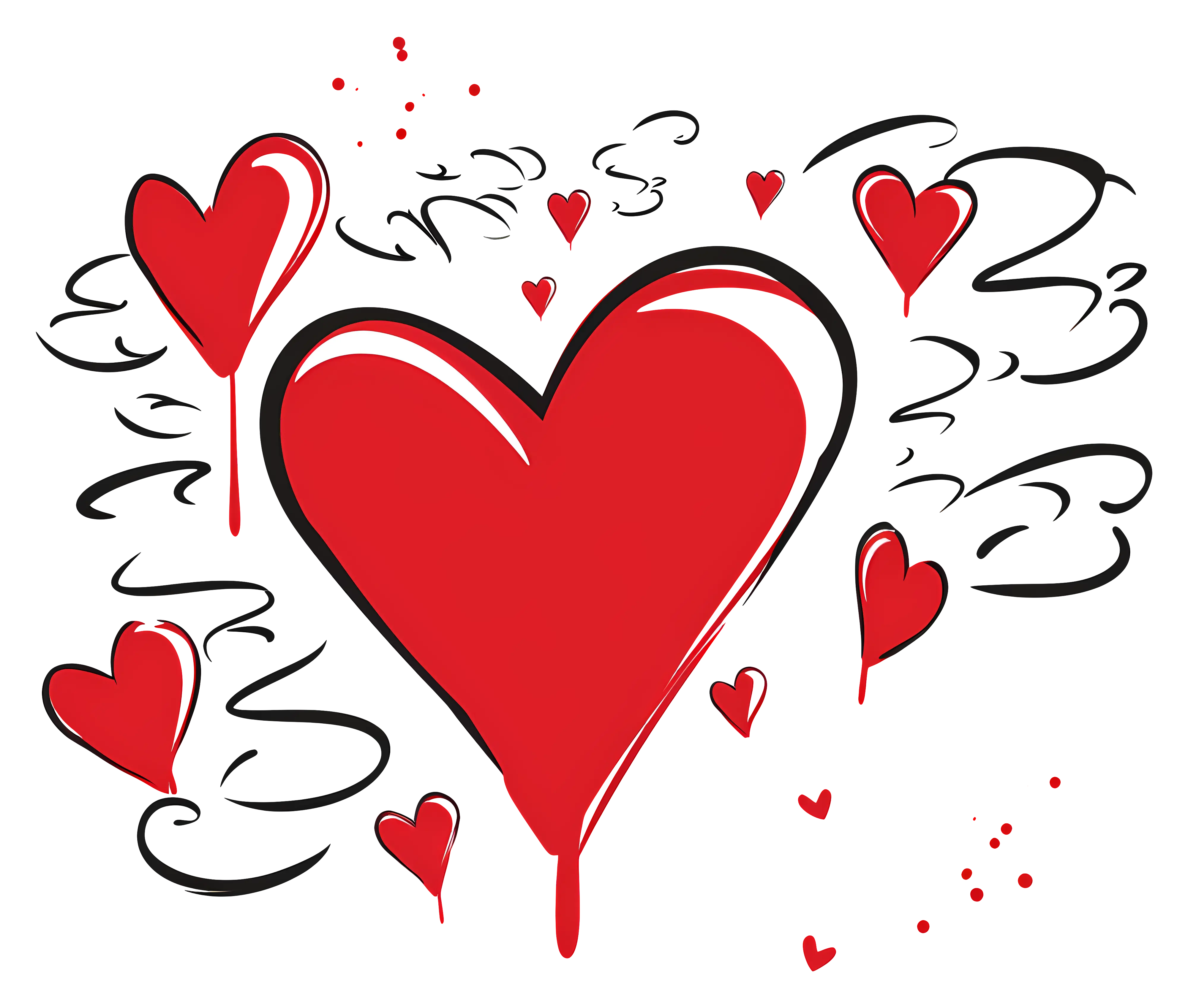 Red Hearts with Swirls
