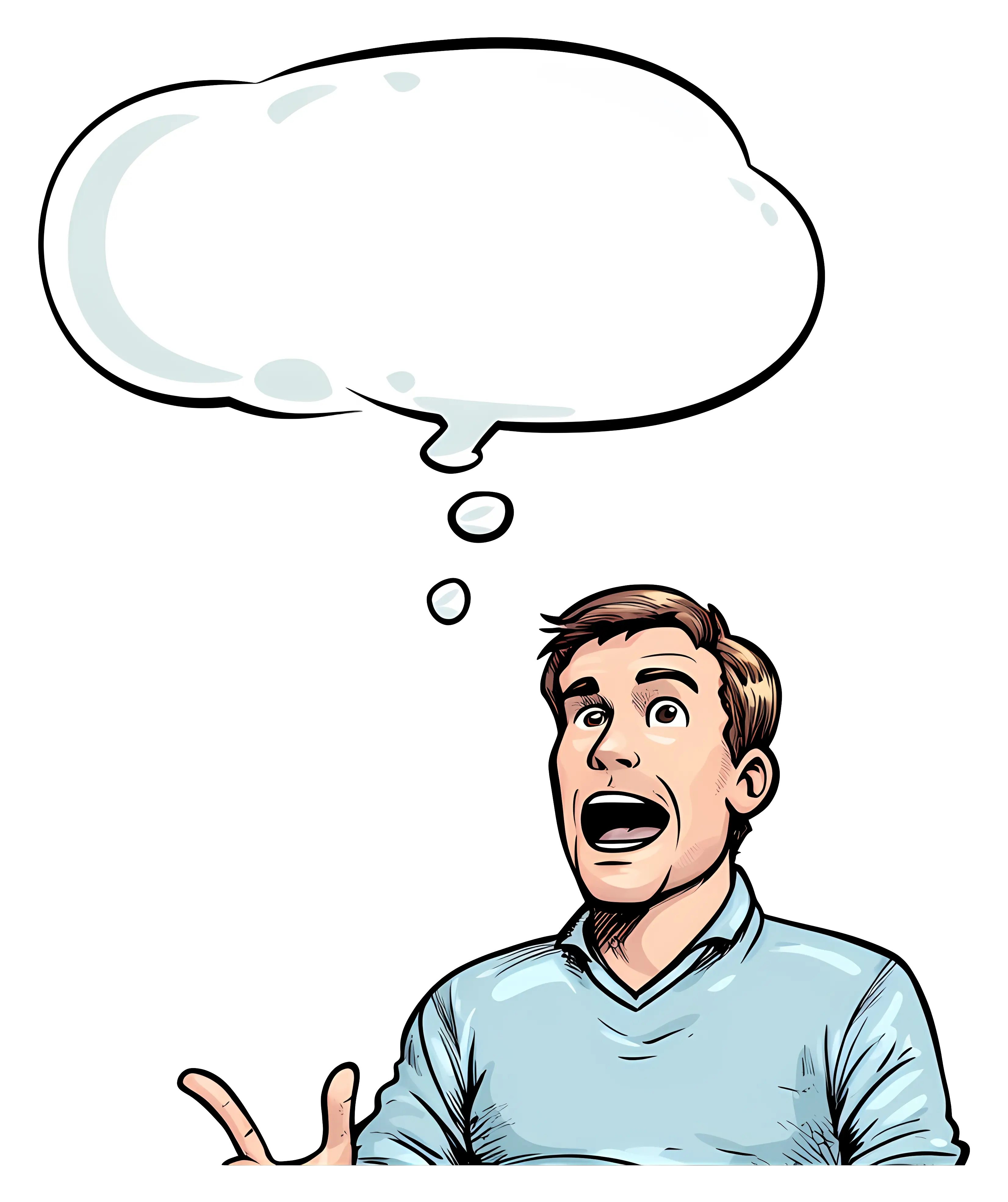 Surprised Man with Thought Bubble