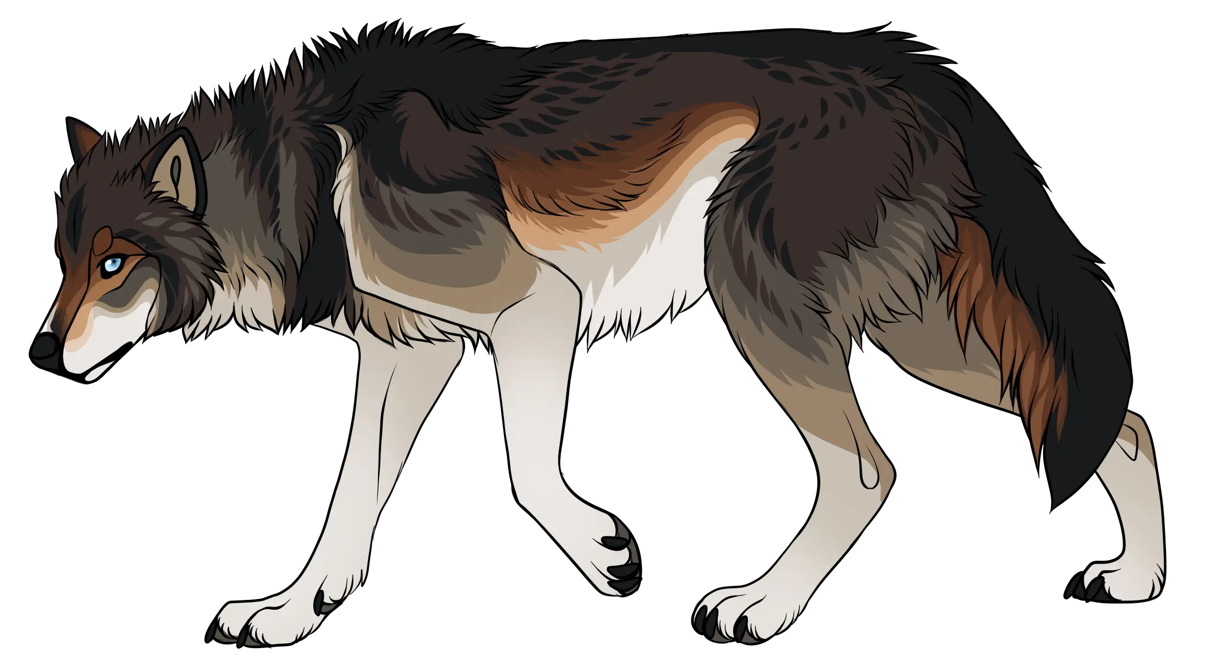 Illustrated Wolf Walking in a Forest Theme